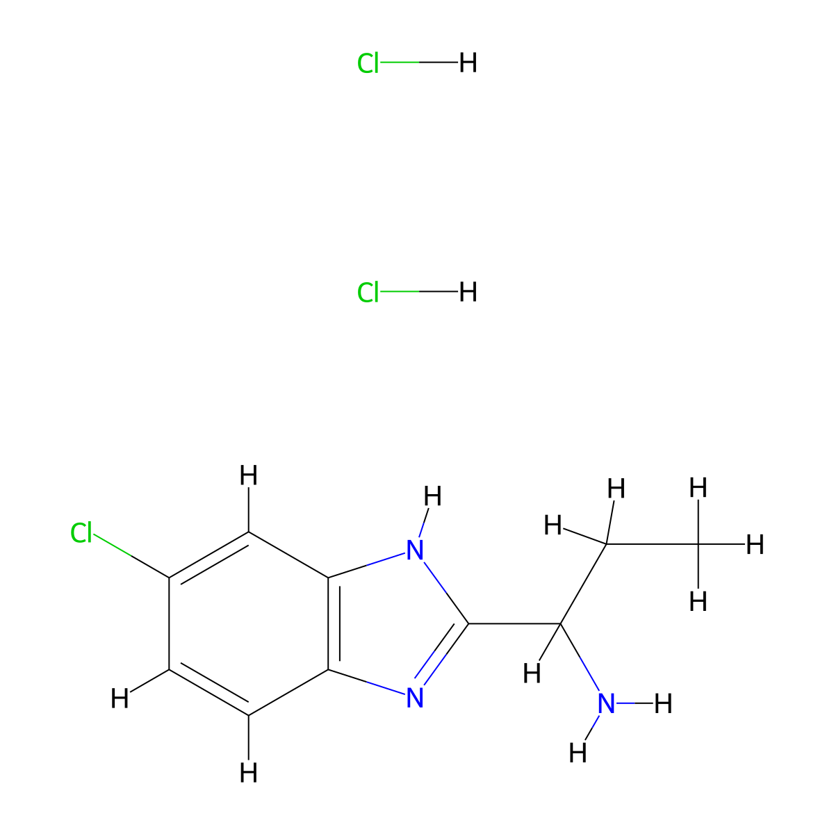 1-(5-chloro-1H-1,3-benzodiazol-2-yl)propan-1-amine dihydrochloride molecular structure, CAS 2241128-16-3