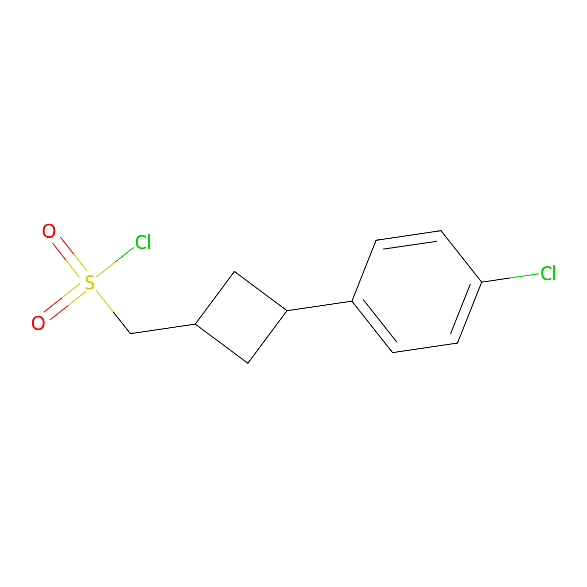 (3-(4-Chlorophenyl)cyclobutyl)methanesulfonyl chloride molecular structure, CAS 2241128-17-4