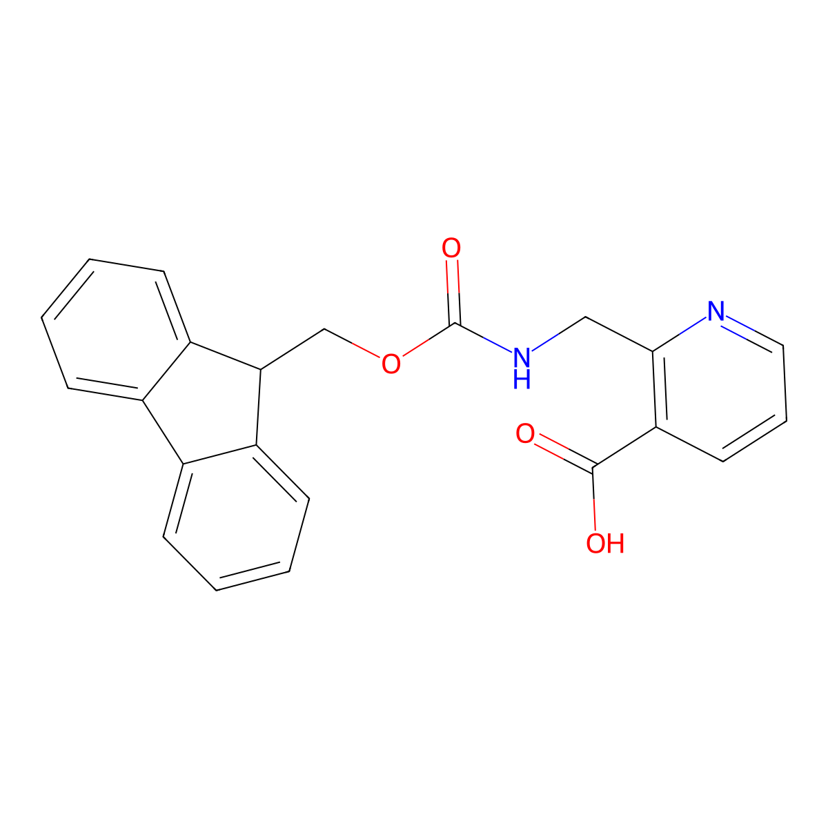 2-(((((9H-fluoren-9-yl)methoxy)carbonyl)amino)methyl)pyridine-3-carboxylic acid molecular structure, CAS 2241128-19-6