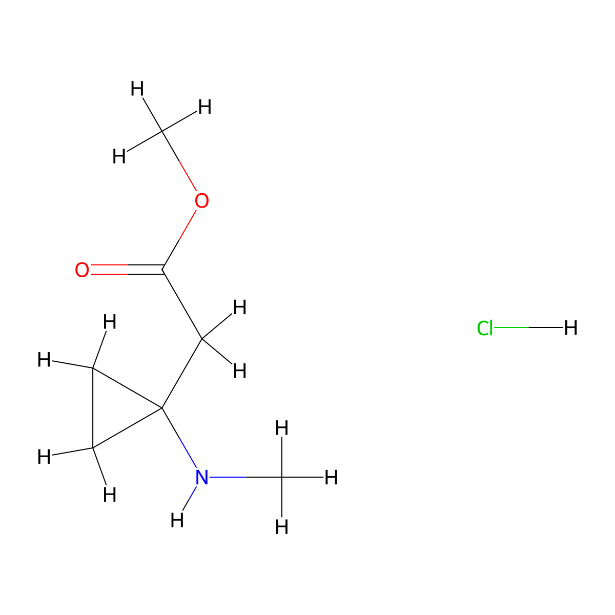 Methyl 2-[1-(methylamino)cyclopropyl]acetate hydrochloride molecular structure, CAS 2241128-30-1