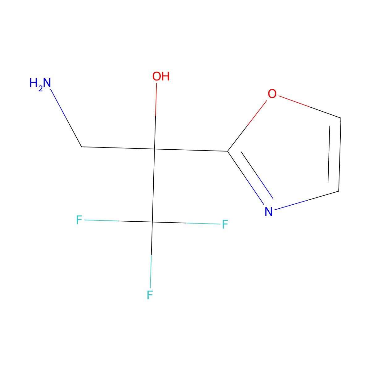 3-Amino-1,1,1-trifluoro-2-(1,3-oxazol-2-yl)propan-2-ol molecular structure, CAS 2241128-42-5