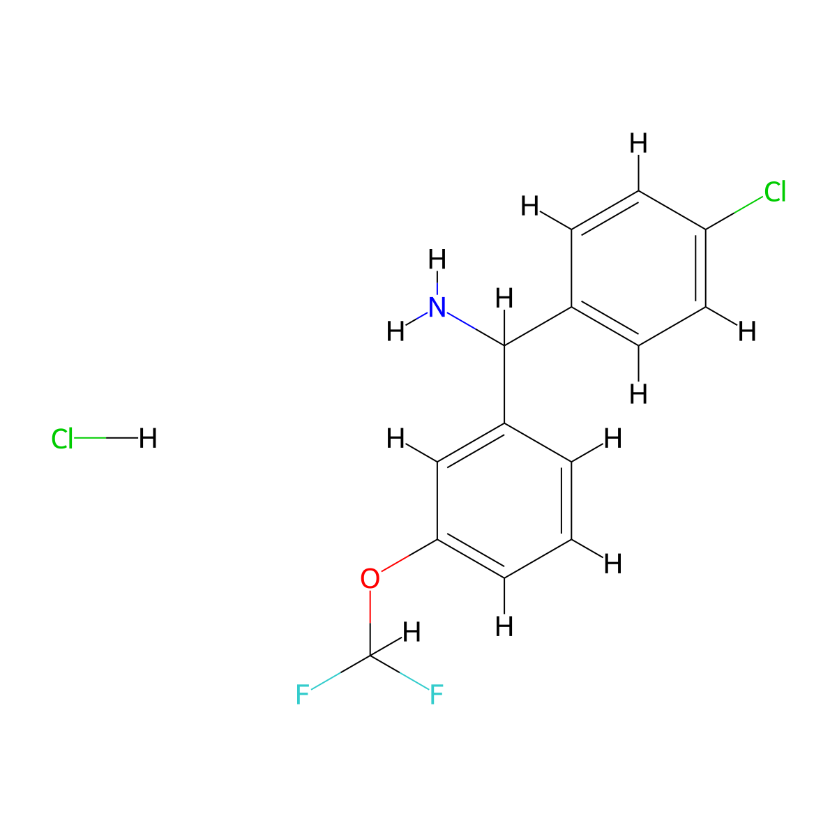 (4-Chlorophenyl)[3-(difluoromethoxy)phenyl]methanamine hydrochloride molecular structure, CAS 2241128-43-6
