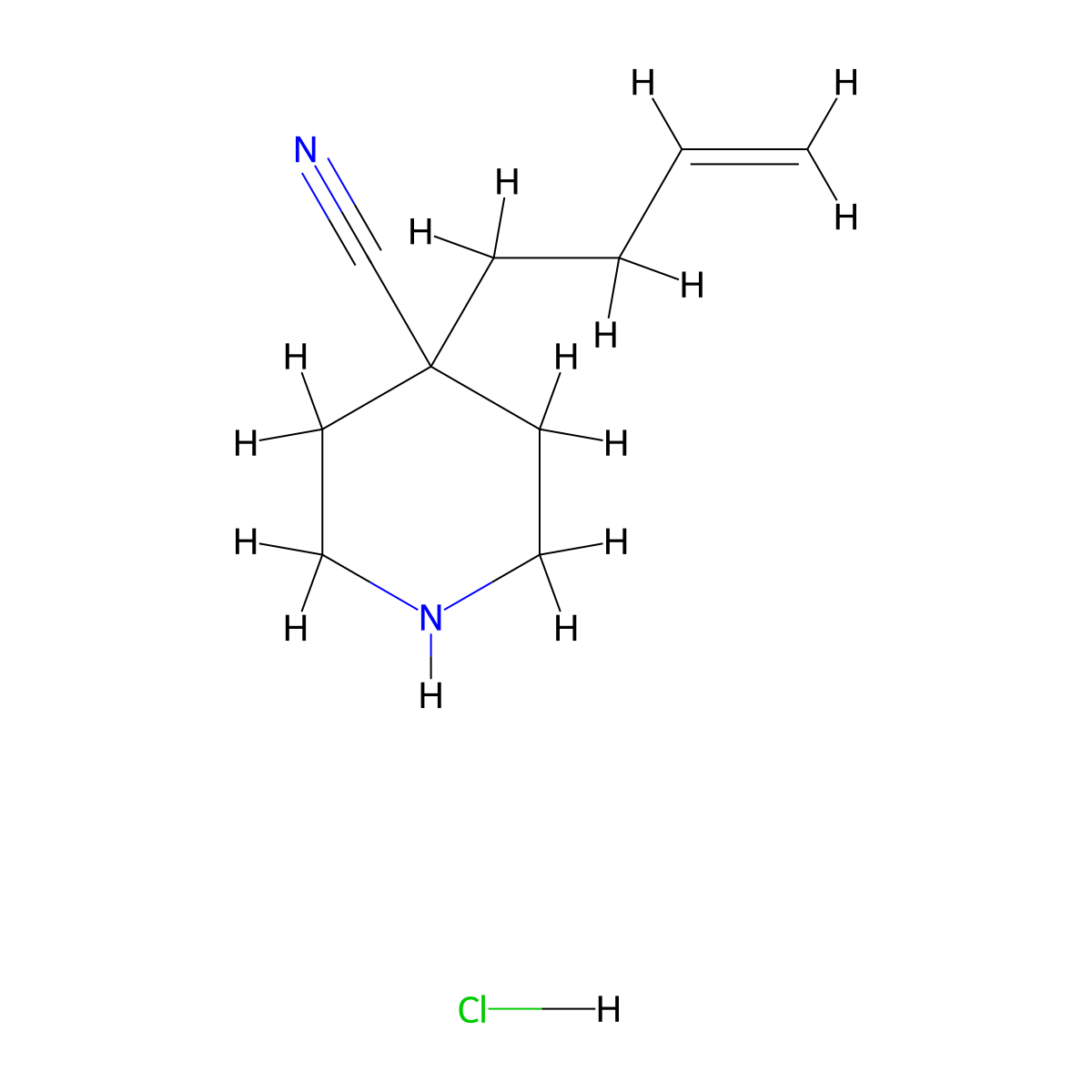 4-(But-3-en-1-yl)piperidine-4-carbonitrile hydrochloride molecular structure, CAS 2241128-48-1