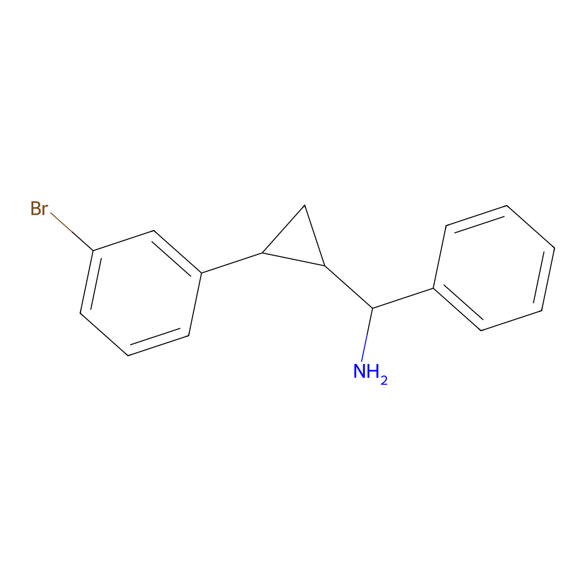 1-[2-(3-Bromophenyl)cyclopropyl]-1-phenylmethanamine molecular structure, CAS 2241128-57-2