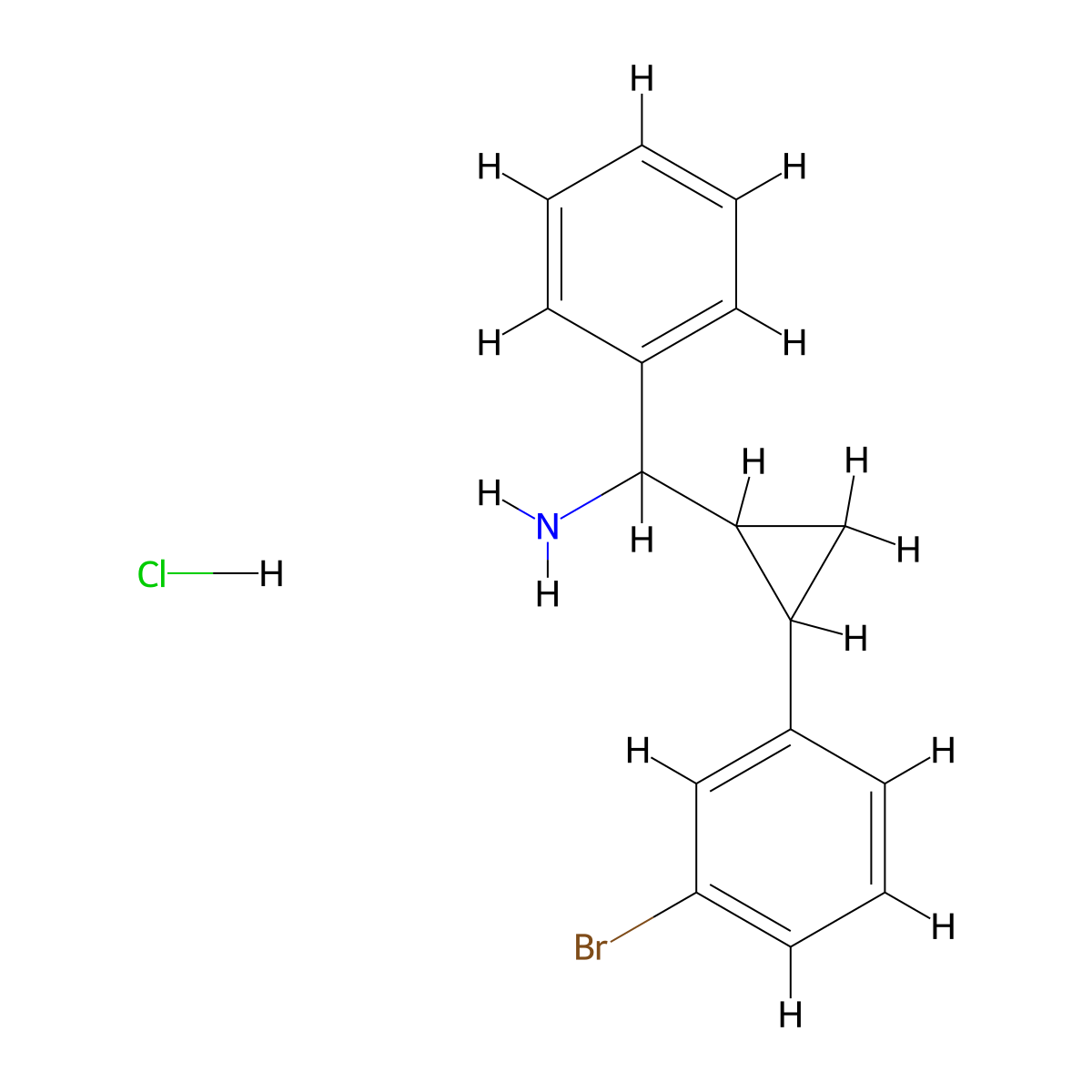 [2-(3-Bromophenyl)cyclopropyl](phenyl)methanaminehydrochloride molecular structure, CAS 2241128-58-3