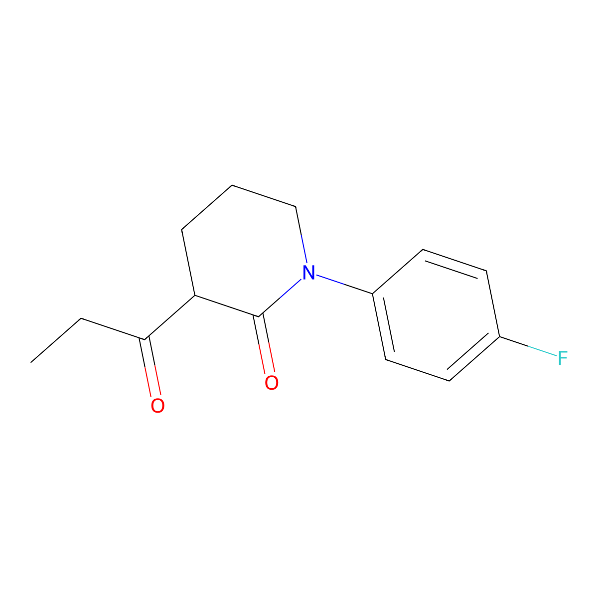 1-(4-Fluorophenyl)-3-propanoylpiperidin-2-one molecular structure, CAS 2241128-66-3