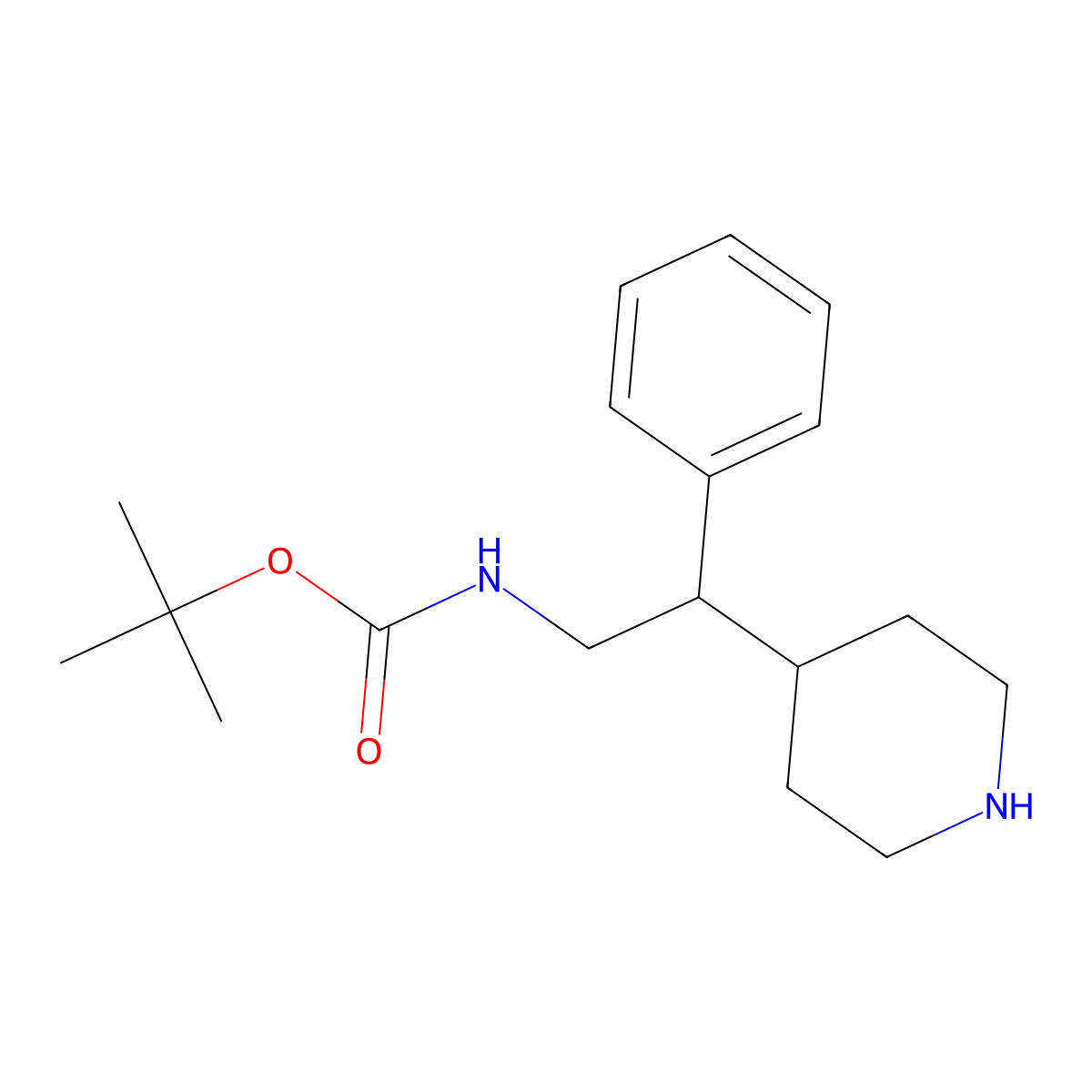 Tert-butyl n-[2-phenyl-2-(piperidin-4-yl)ethyl]carbamate molecular structure, CAS 2241128-67-4
