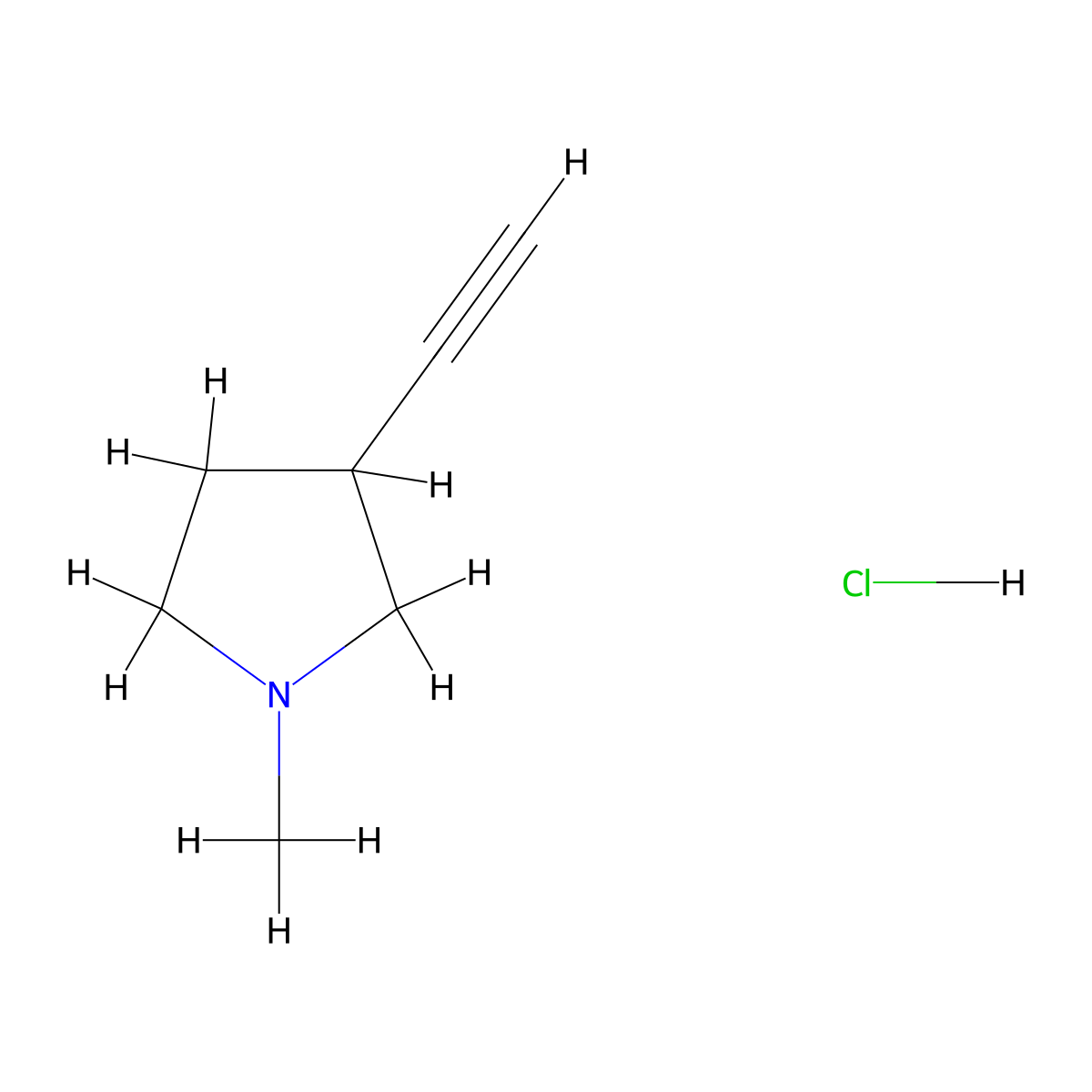 3-Ethynyl-1-methylpyrrolidine hydrochloride molecular structure, CAS 2241128-70-9