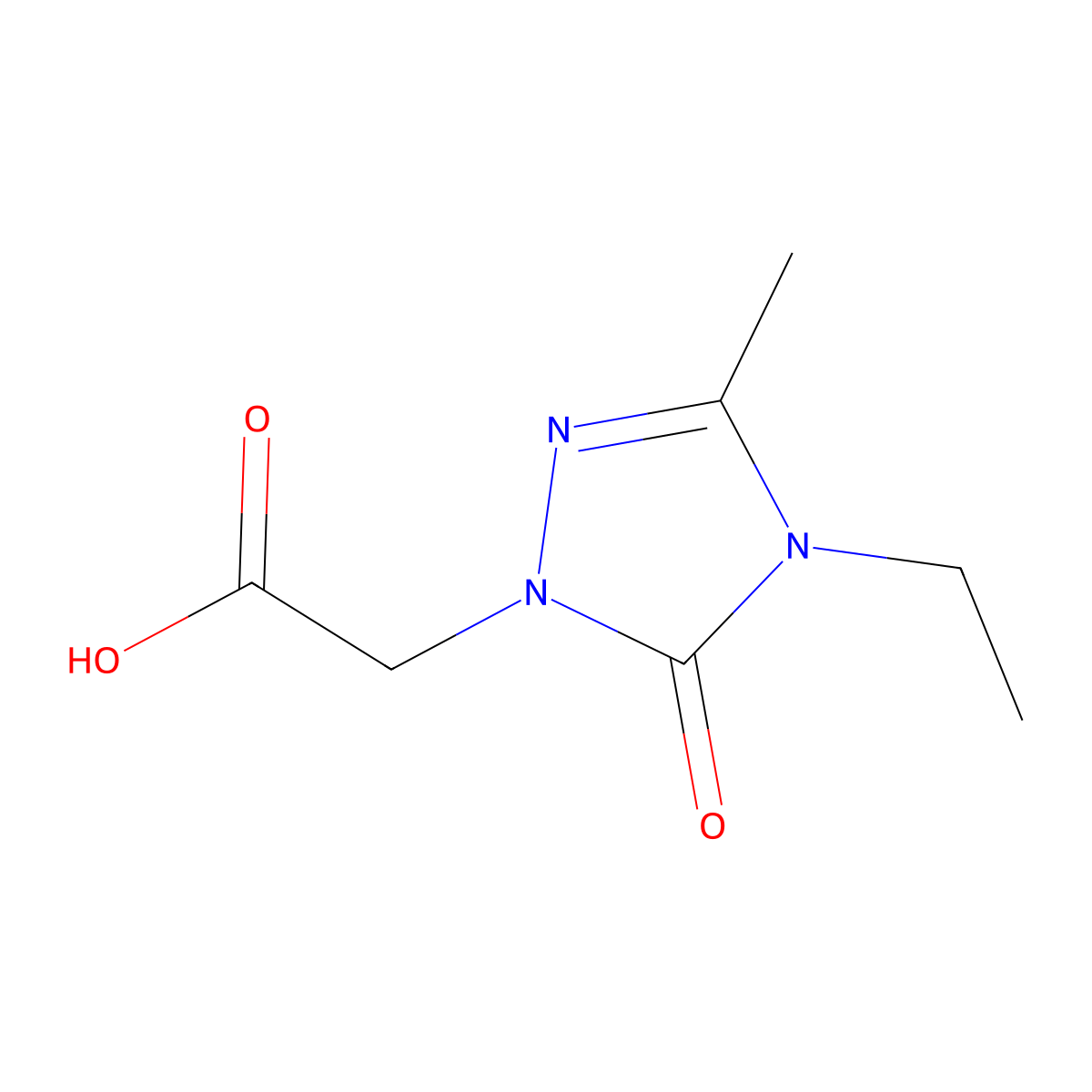 2-(4-ethyl-3-methyl-5-oxo-4,5-dihydro-1H-1,2,4-triazol-1-yl)acetic acid molecular structure, CAS 2241128-75-4