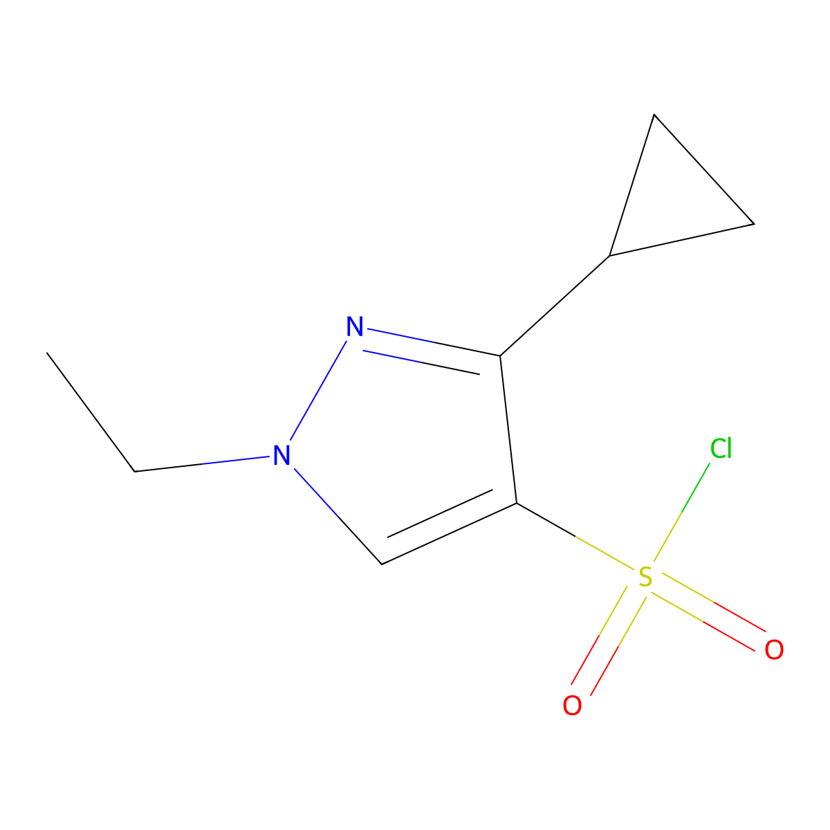 3-cyclopropyl-1-ethyl-1H-pyrazole-4-sulfonyl chloride molecular structure, CAS 2241128-78-7