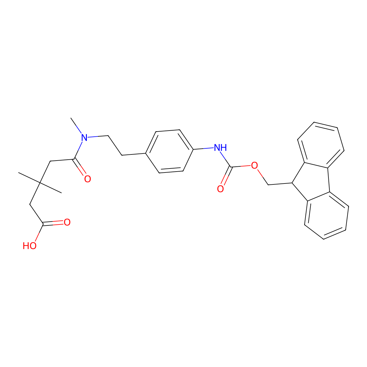 5-[2-[4-(9H-Fluoren-9-ylmethoxycarbonylamino)phenyl]ethyl-methylamino]-3,3-dimethyl-5-oxopentanoic acid molecular structure, CAS 2241128-79-8