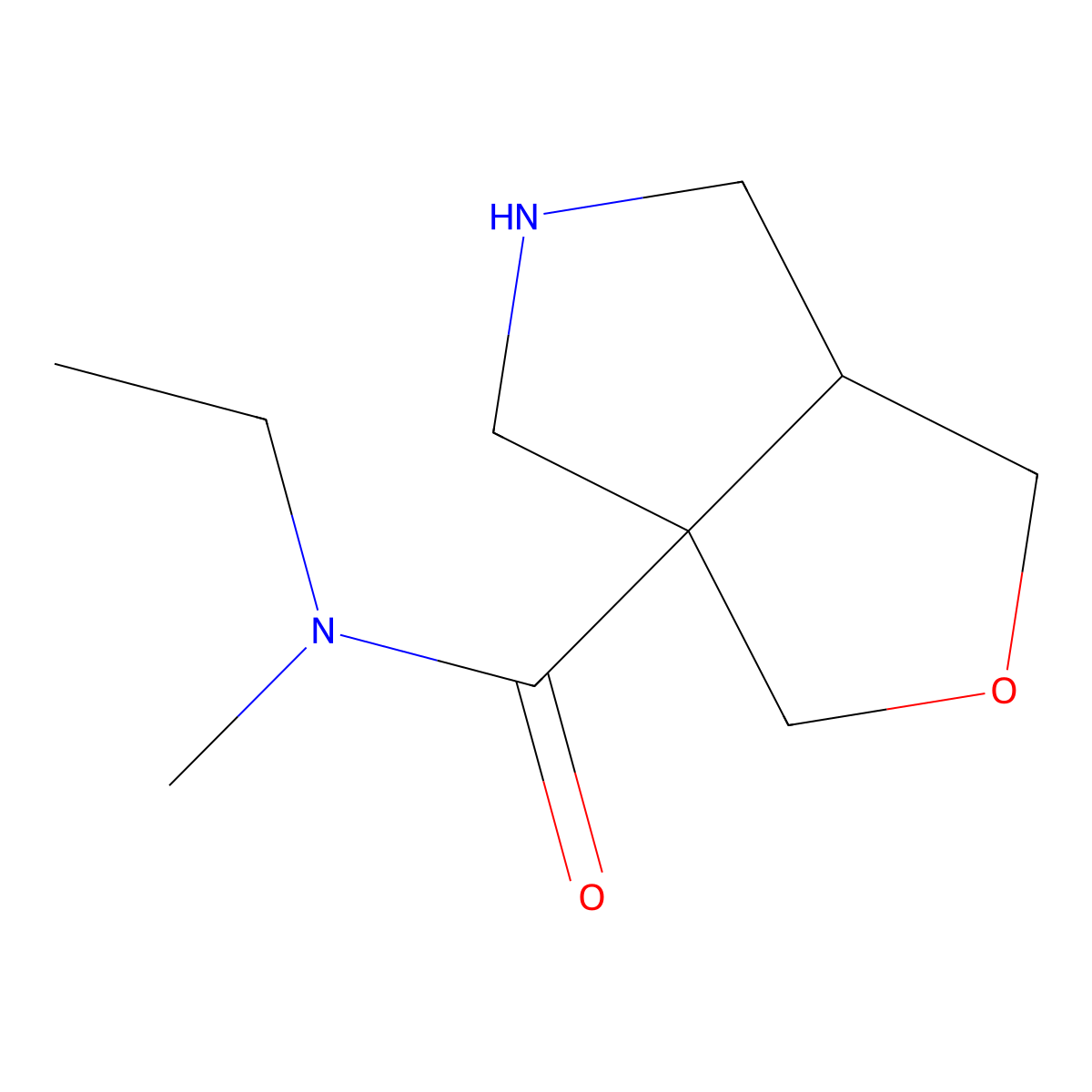 rac-(3aR,6aR)-N-ethyl-N-methyl-hexahydro-1H-furo[3,4-c]pyrrole-3a-carboxamide molecular structure, CAS 2241128-80-1