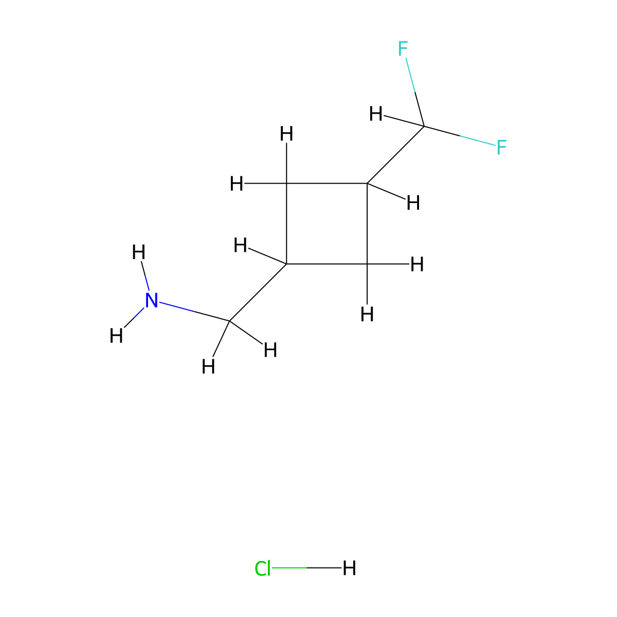 1-[3-(Difluoromethyl)cyclobutyl]methanamine hydrochloride molecular structure, CAS 2241128-85-6