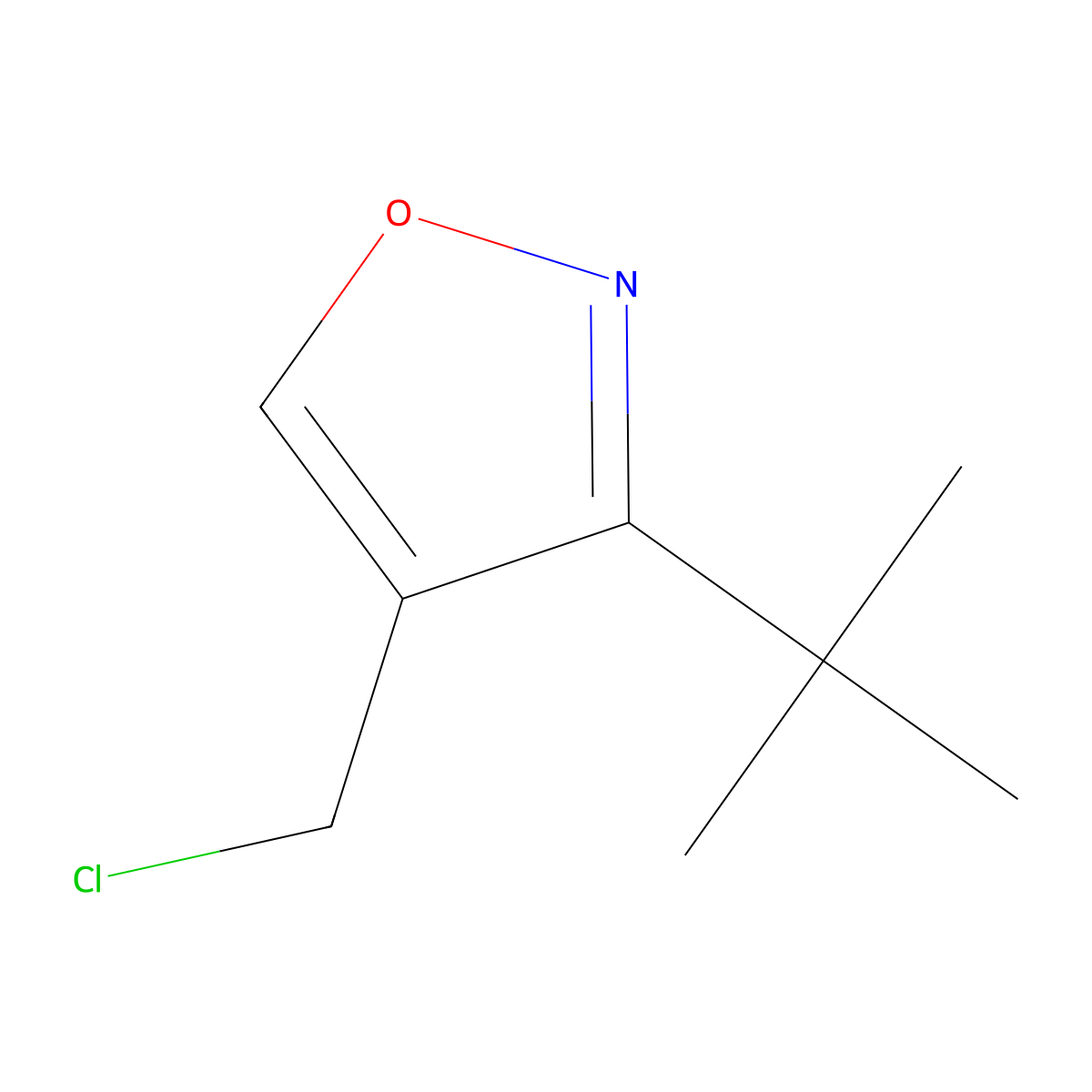 3-Tert-butyl-4-(chloromethyl)-1,2-oxazole molecular structure, CAS 2241128-88-9