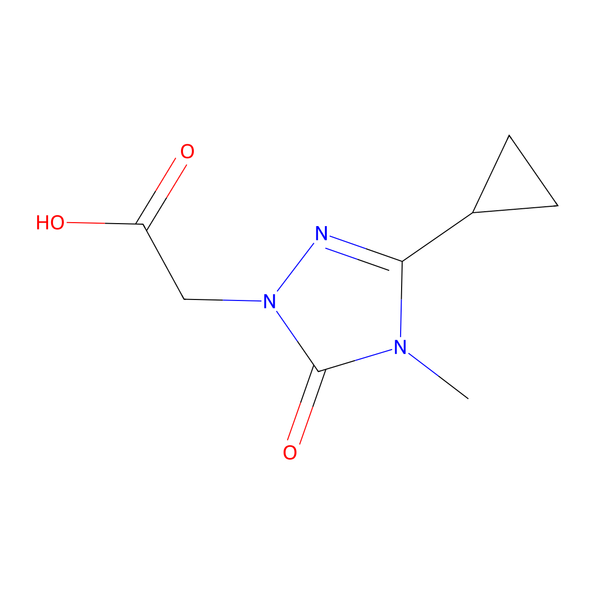 2-(3-cyclopropyl-4-methyl-5-oxo-4,5-dihydro-1H-1,2,4-triazol-1-yl)acetic acid molecular structure, CAS 2241128-90-3