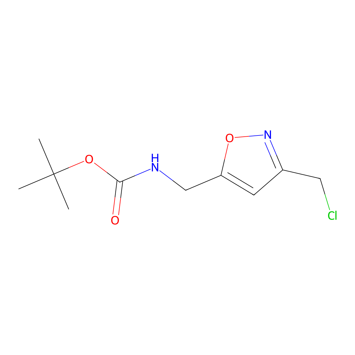 tert-butyl N-{[3-(chloromethyl)-1,2-oxazol-5-yl]methyl}carbamate molecular structure, CAS 2241128-97-0