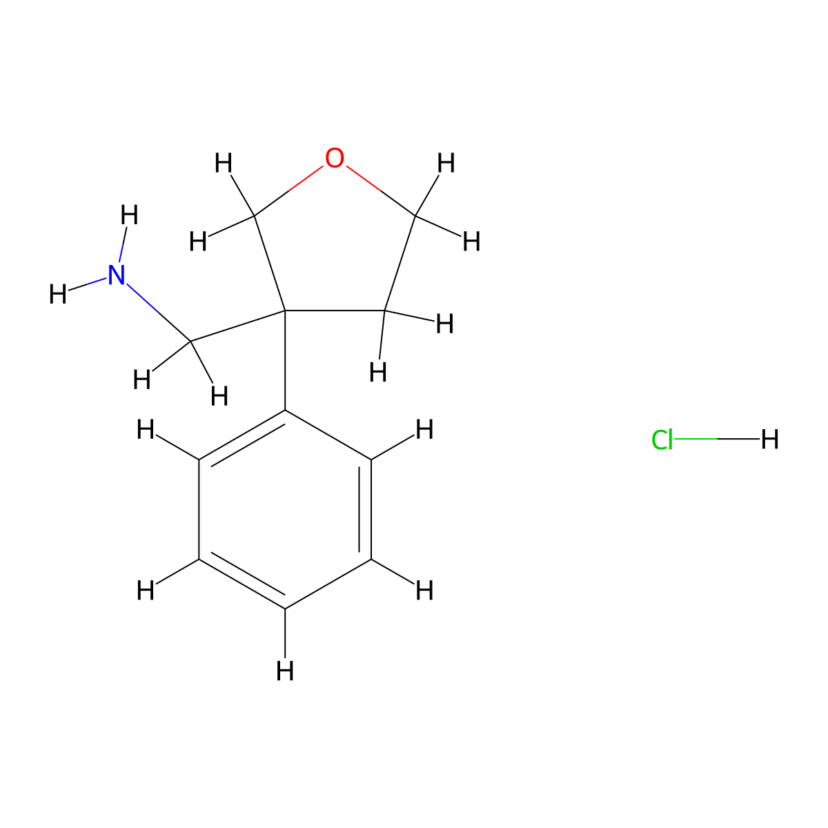 (3-Phenyloxolan-3-yl)methanamine hydrochloride molecular structure, CAS 2241129-01-9