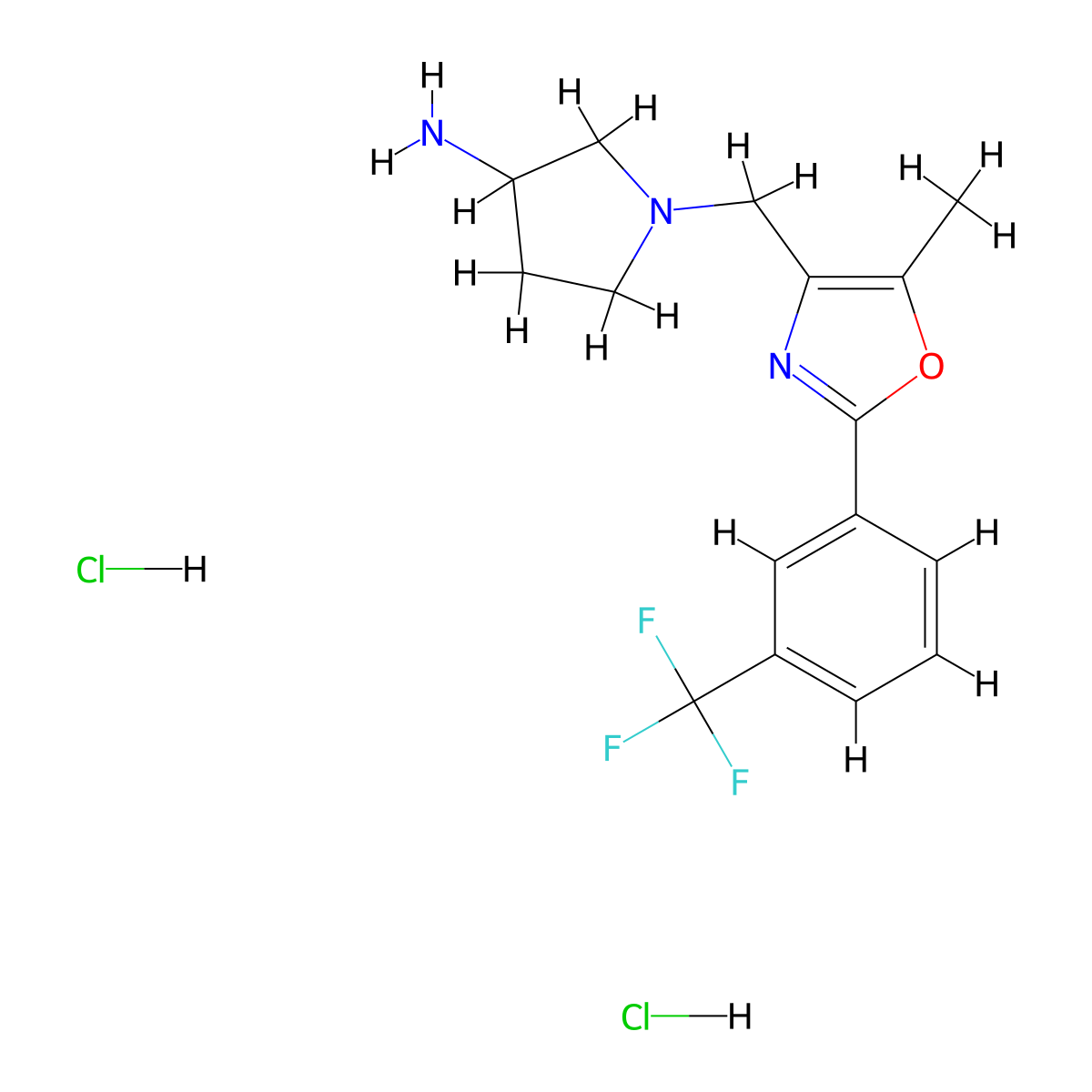 1-({5-Methyl-2-[3-(trifluoromethyl)phenyl]-1,3-oxazol-4-yl}methyl)pyrrolidin-3-amine dihydrochloride molecular structure, CAS 2241129-08-6
