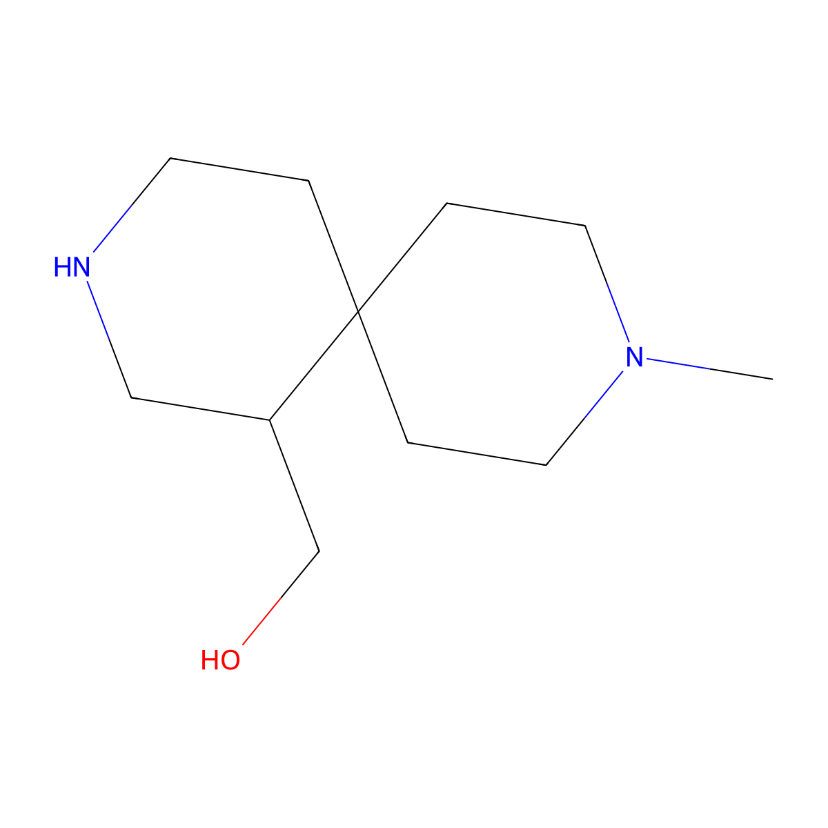 {9-Methyl-3,9-diazaspiro[5.5]undecan-1-yl}methanol molecular structure, CAS 2241129-09-7
