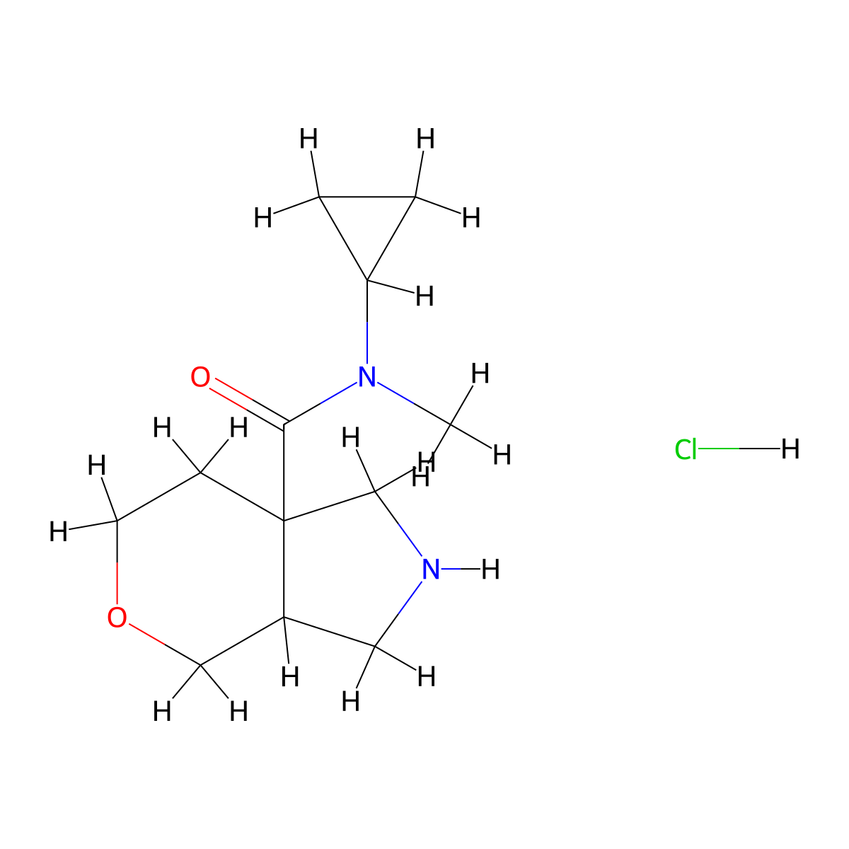 N-cyclopropyl-N-methyl-octahydropyrano[3,4-c]pyrrole-7a-carboxamide hydrochloride molecular structure, CAS 2241129-11-1