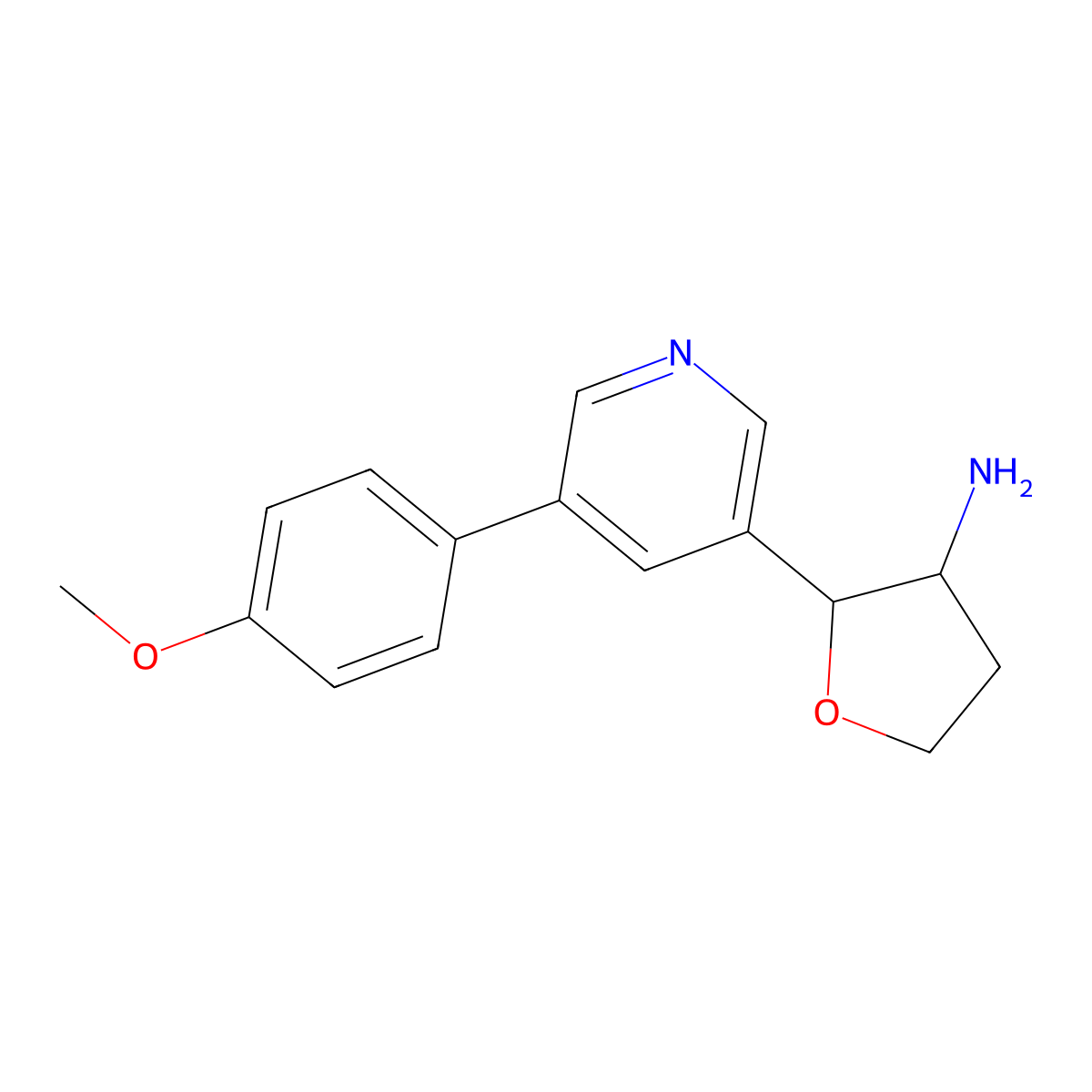 rac-(2R,3S)-2-[5-(4-methoxyphenyl)pyridin-3-yl]oxolan-3-amine molecular structure, CAS 2241129-16-6