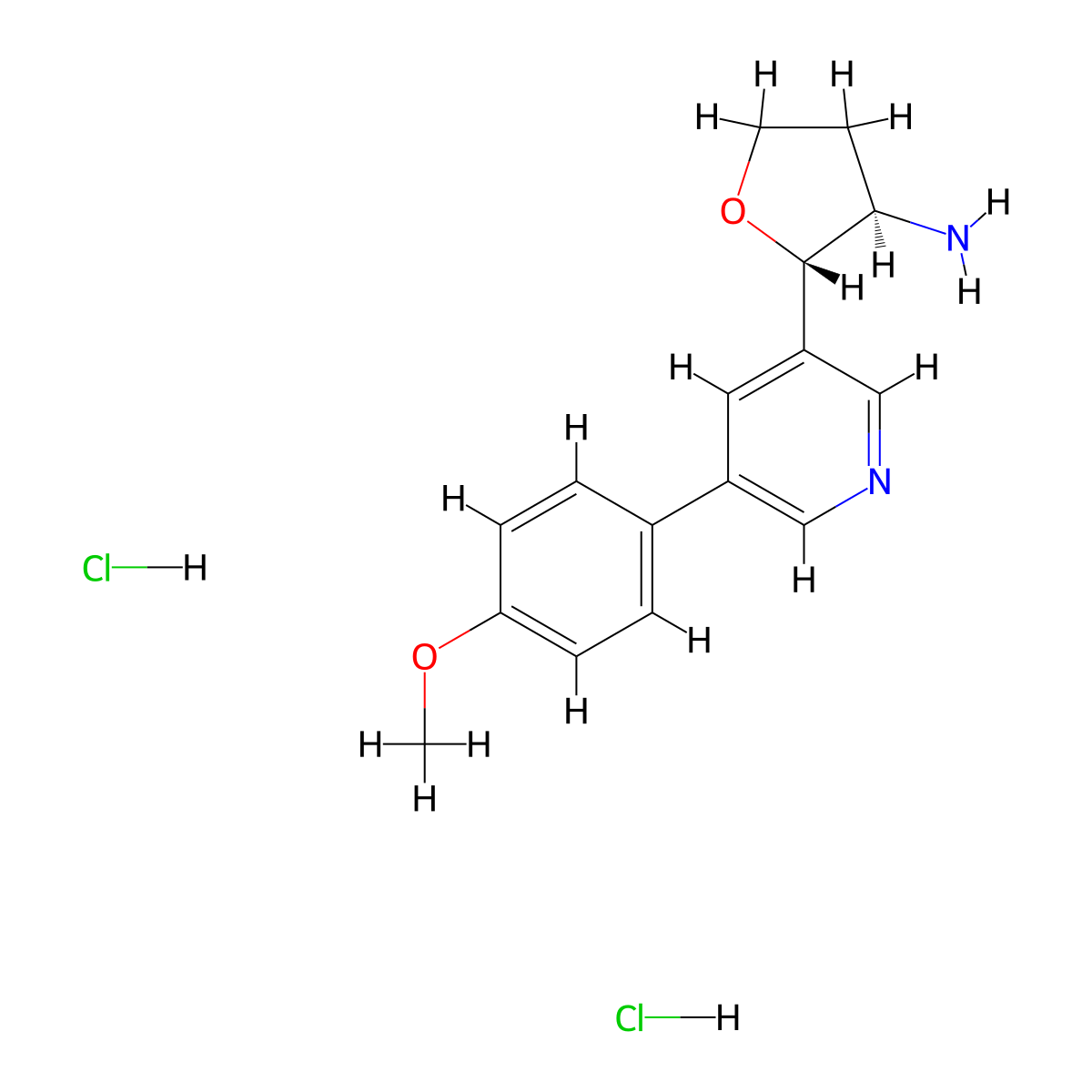 rac-(2R,3S)-2-[5-(4-methoxyphenyl)pyridin-3-yl]oxolan-3-amine dihydrochloride molecular structure, CAS 2241129-17-7