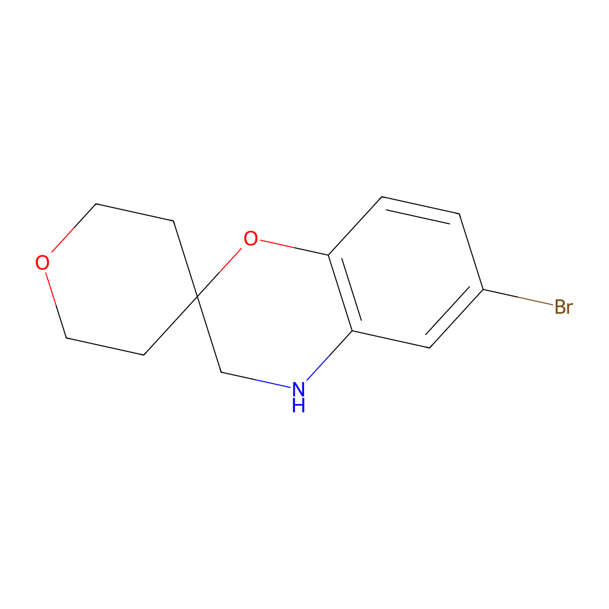 6-Bromo-3,4-dihydrospiro[1,4-benzoxazine-2,4'-oxane] molecular structure, CAS 2241129-21-3