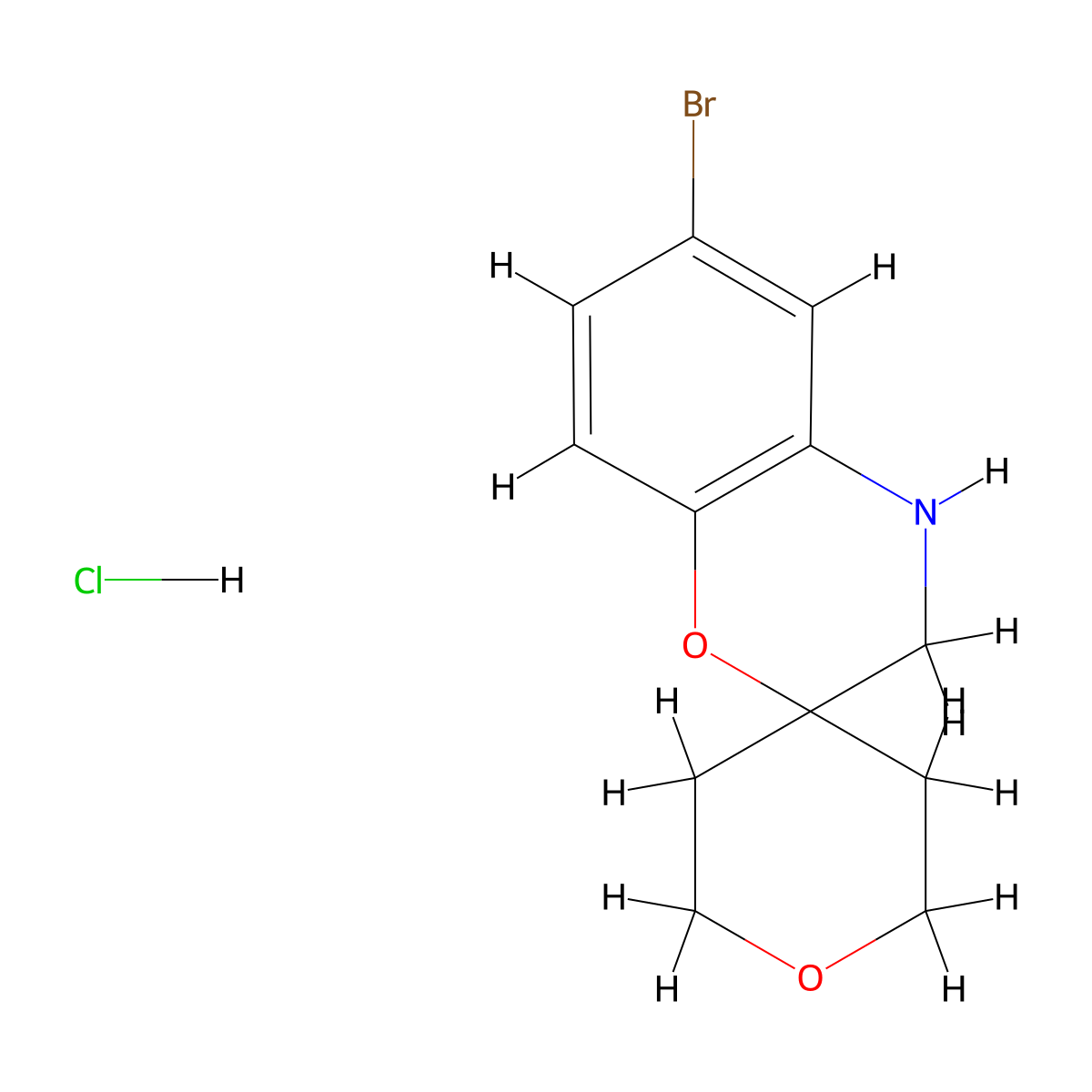 6-Bromo-3,4-dihydrospiro[1,4-benzoxazine-2,4'-oxane] hydrochloride molecular structure, CAS 2241129-22-4