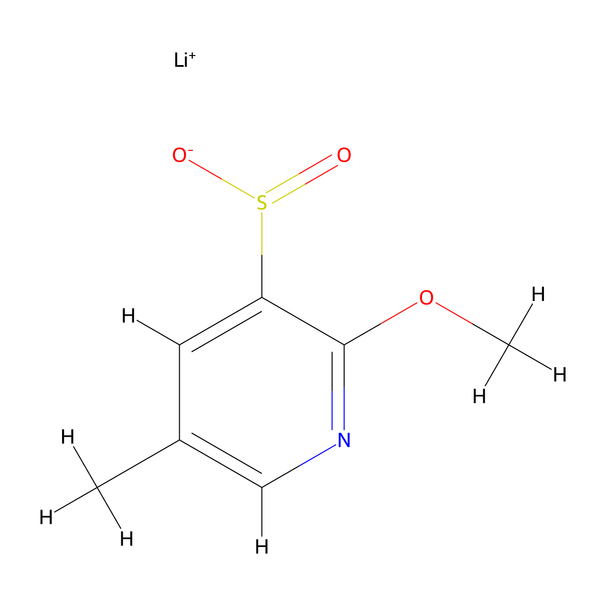 Lithium(1+) 2-methoxy-5-methylpyridine-3-sulfinate molecular structure, CAS 2241129-51-9