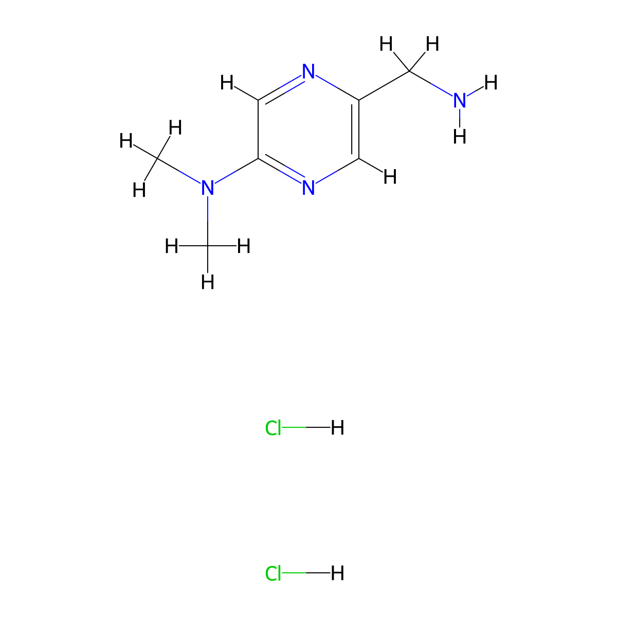 5-(aminomethyl)-N,N-dimethylpyrazin-2-amine dihydrochloride molecular structure, CAS 2241129-56-4