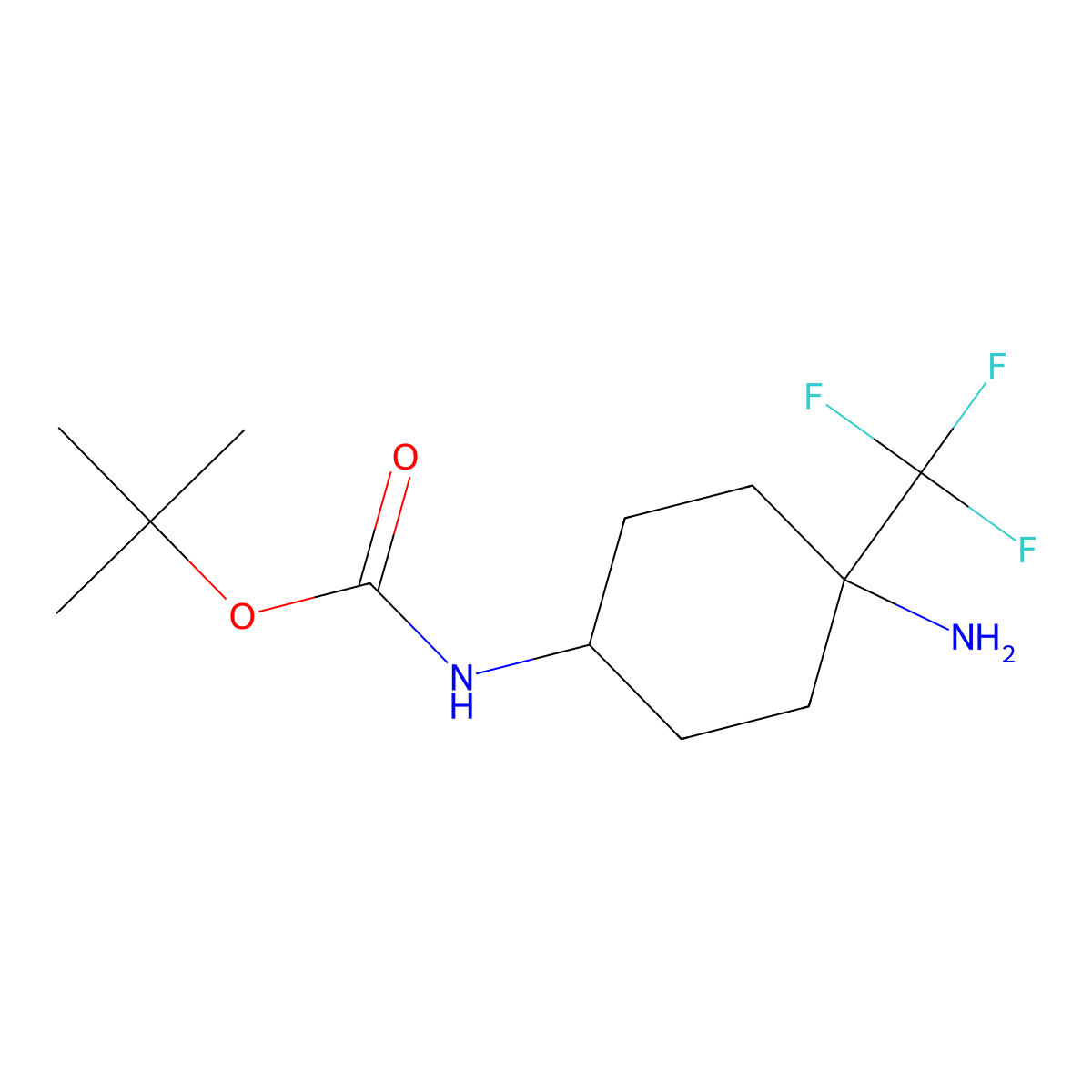 tert-butyl N-(4-amino-4-(trifluoromethyl)cyclohexyl)carbamate molecular structure, CAS 2241129-59-7