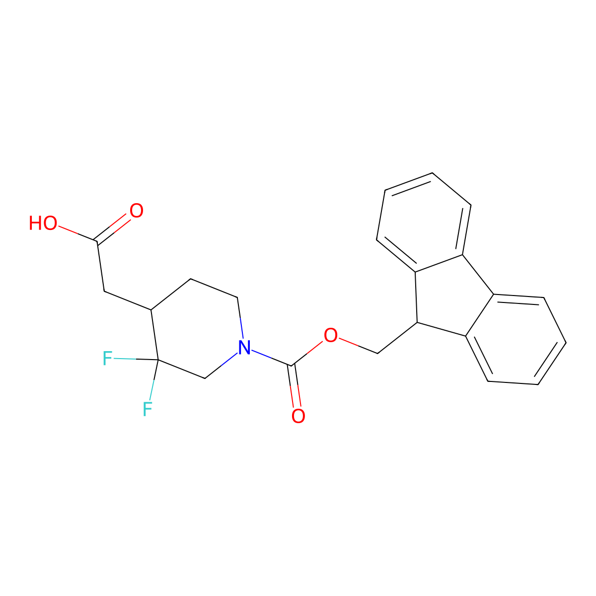 2-[1-(9H-Fluoren-9-ylmethoxycarbonyl)-3,3-difluoropiperidin-4-yl]acetic acid molecular structure, CAS 2241129-64-4