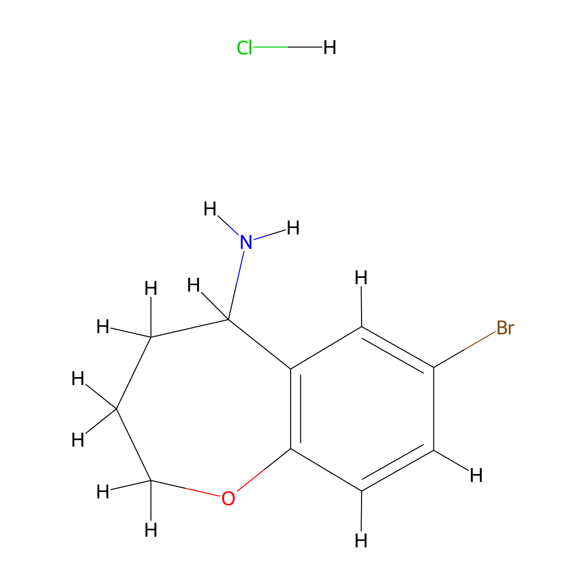 7-Bromo-2,3,4,5-tetrahydro-1-benzoxepin-5-amine hydrochloride molecular structure, CAS 2241129-66-6