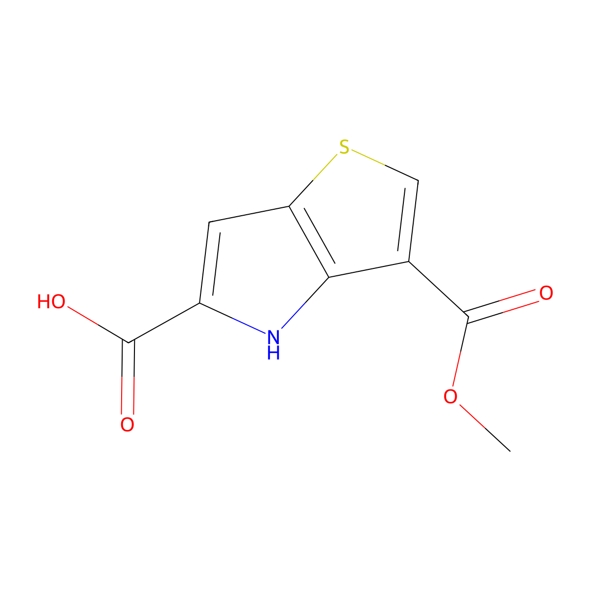 3-(methoxycarbonyl)-4H-thieno(3,2-b)pyrrole-5-carboxylic acid molecular structure, CAS 2241129-67-7
