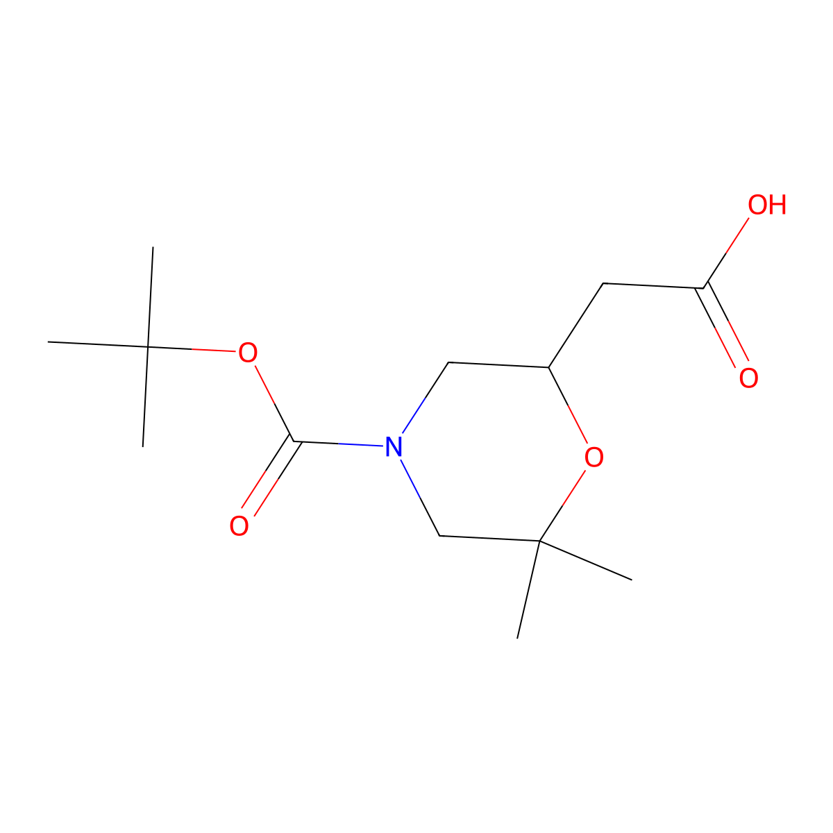 2-{4-[(Tert-butoxy)carbonyl]-6,6-dimethylmorpholin-2-yl}acetic acid molecular structure, CAS 2241129-71-3