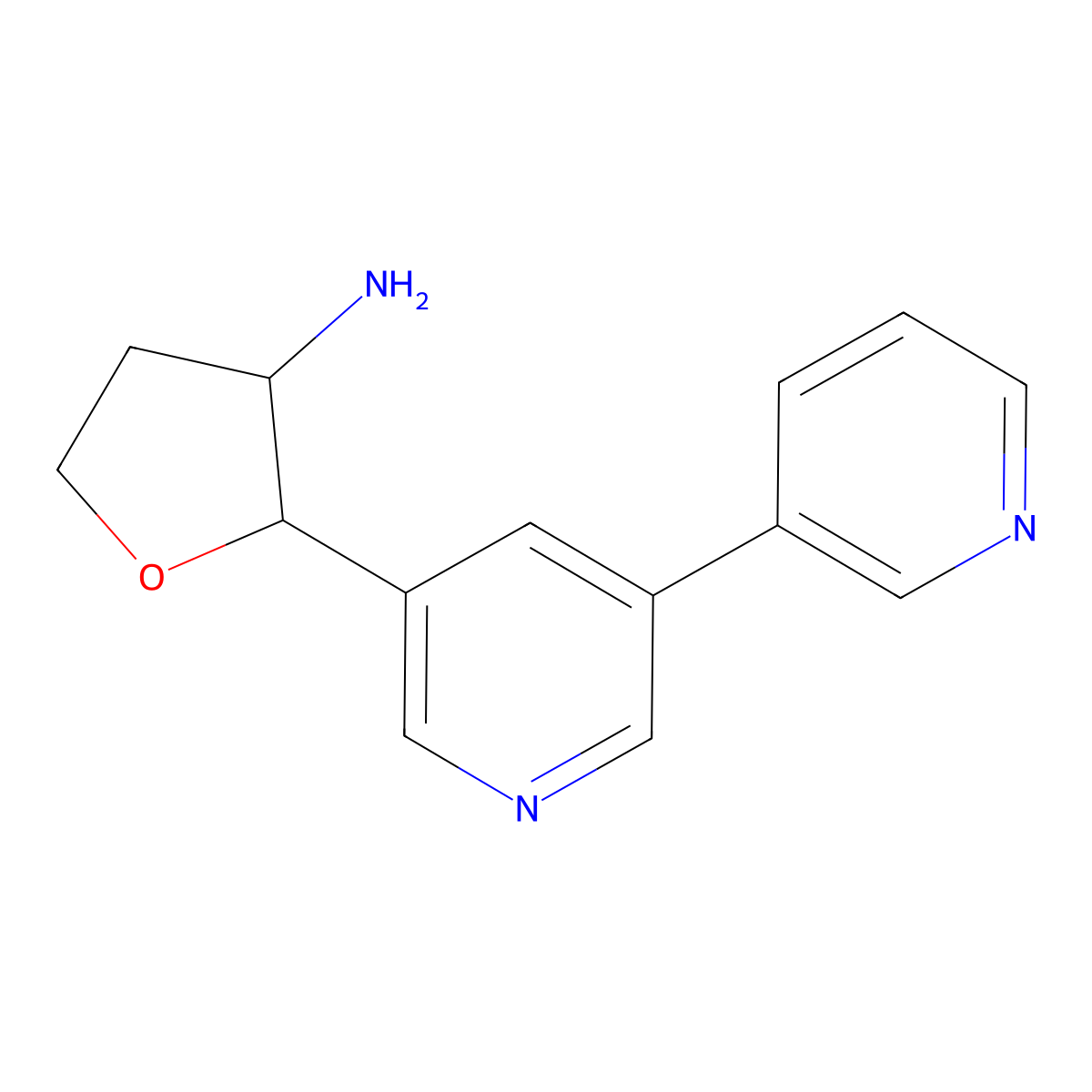 rac-(2R,3S)-2-{[3,3'-bipyridin]-5-yl}oxolan-3-amine molecular structure, CAS 2241129-72-4