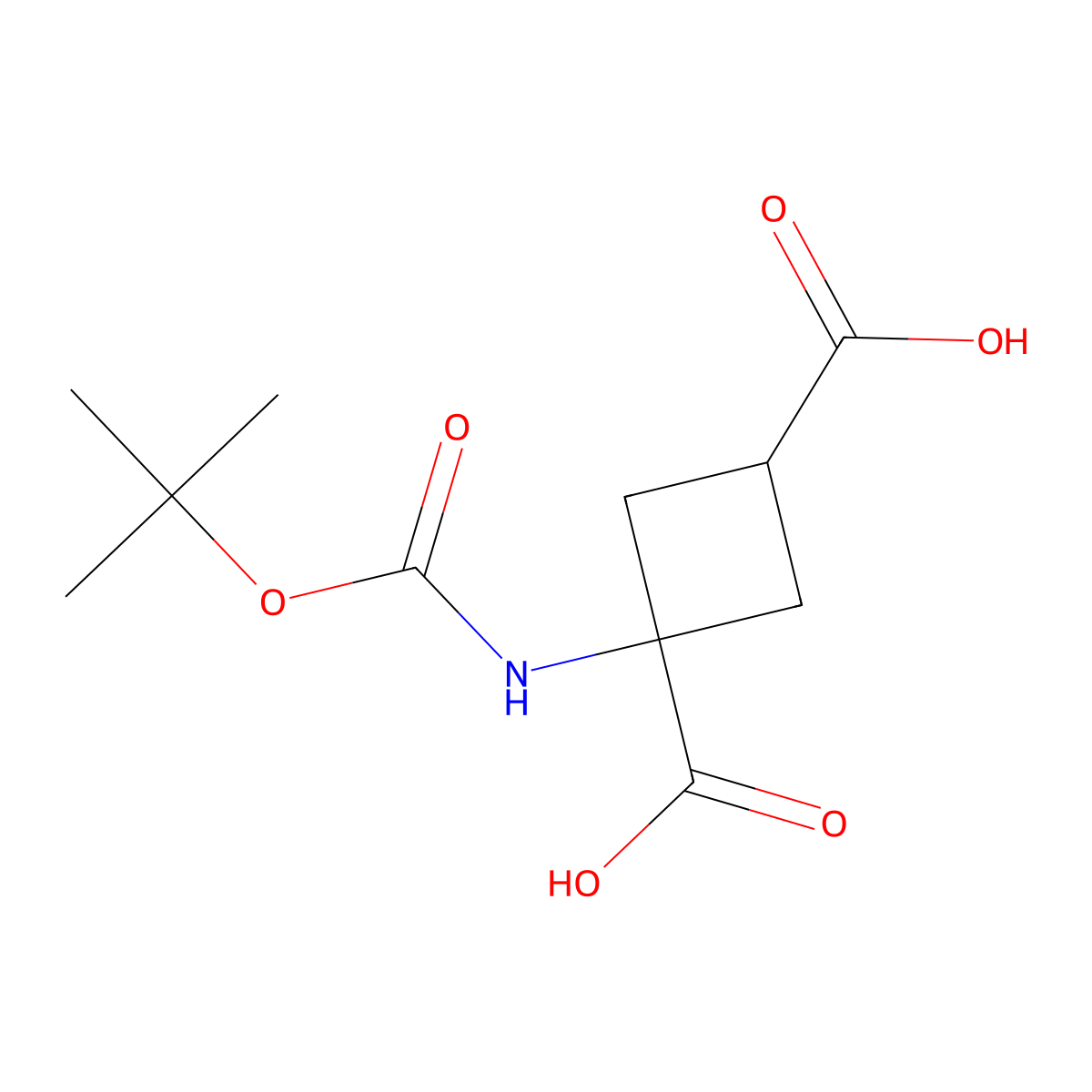 1-{[(Tert-butoxy)carbonyl]amino}cyclobutane-1,3-dicarboxylic acid molecular structure, CAS 2241129-80-4