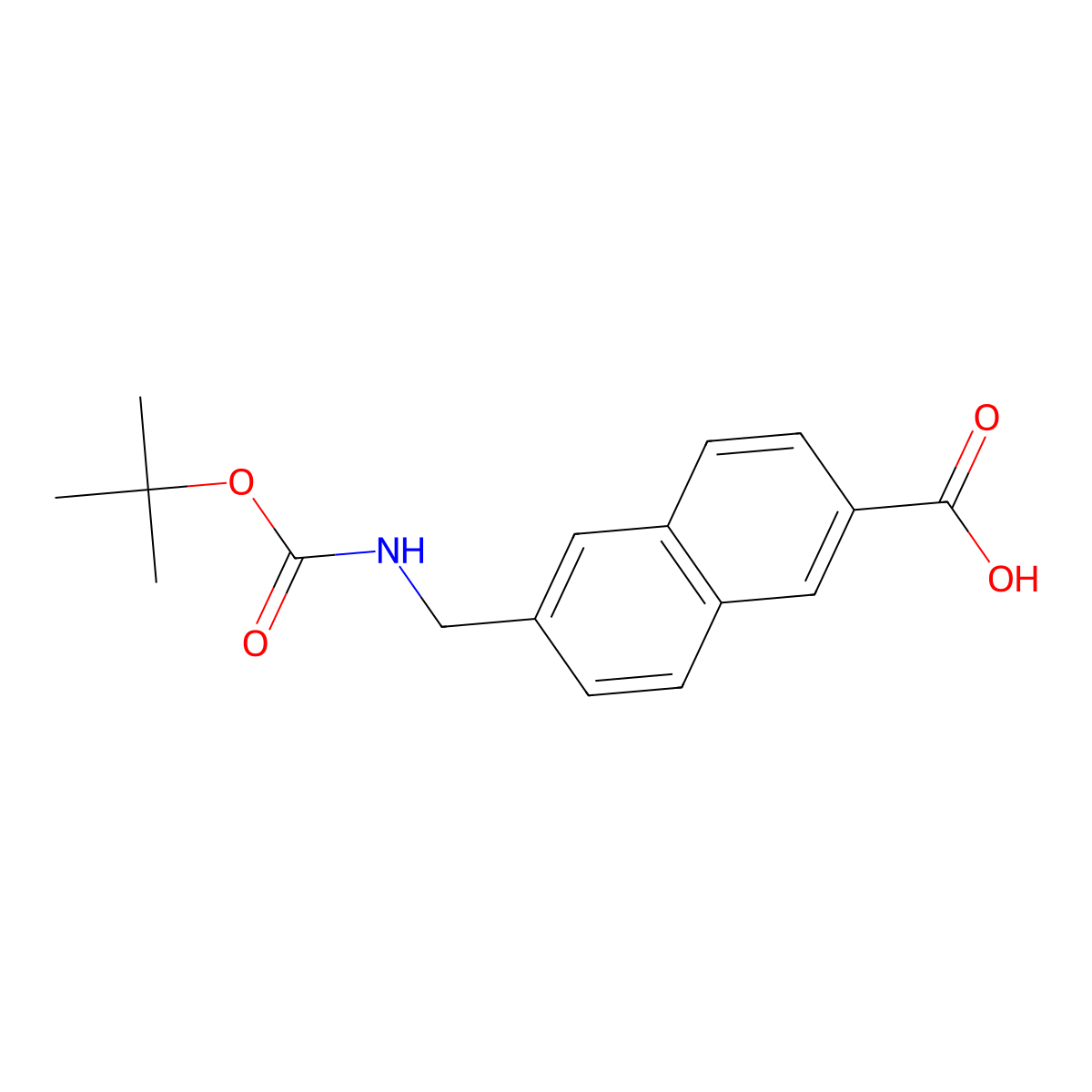 6-((((Tert-butoxy)carbonyl)amino)methyl)naphthalene-2-carboxylic acid molecular structure, CAS 2241129-91-7