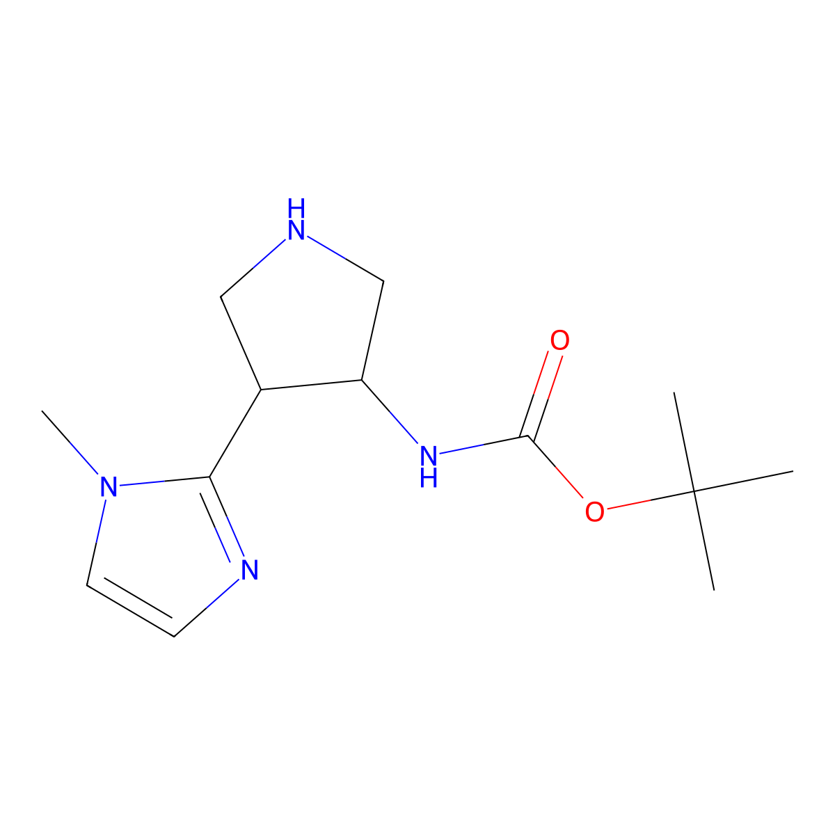 Tert-butyl N-[(3S,4R)-4-(1-methylimidazol-2-yl)pyrrolidin-3-yl]carbamate molecular structure, CAS 2241129-99-5