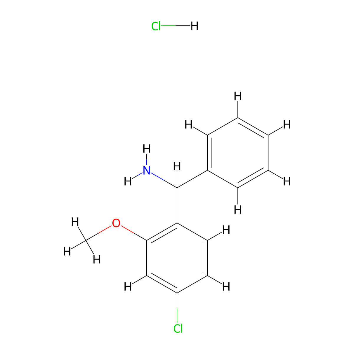 (4-Chloro-2-methoxyphenyl)(phenyl)methanamine hydrochloride molecular structure, CAS 2241130-16-3