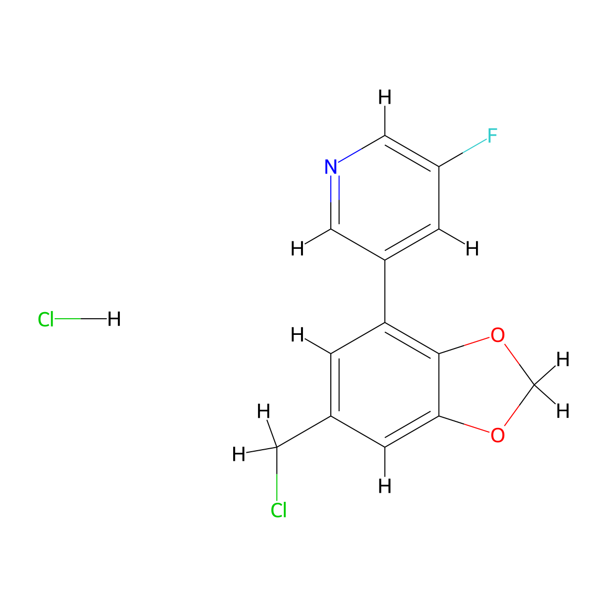 3-[6-(Chloromethyl)-1,3-dioxaindan-4-yl]-5-fluoropyridine hydrochloride molecular structure, CAS 2241130-26-5