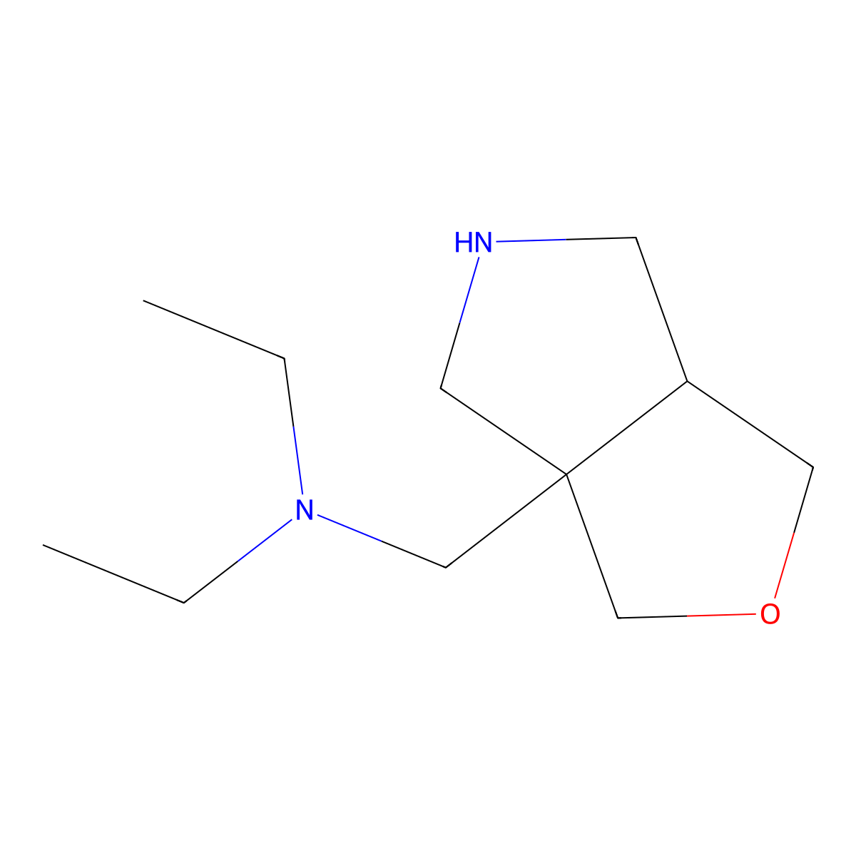 rac-{[(3aR,6aS)-hexahydro-1H-furo[3,4-c]pyrrol-3a-yl]methyl}diethylamine,cis molecular structure, CAS 2241130-34-5