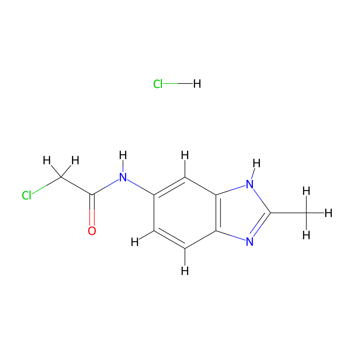 2-chloro-N-(2-methyl-1H-1,3-benzodiazol-5-yl)acetamide hydrochloride molecular structure, CAS 2241130-36-7