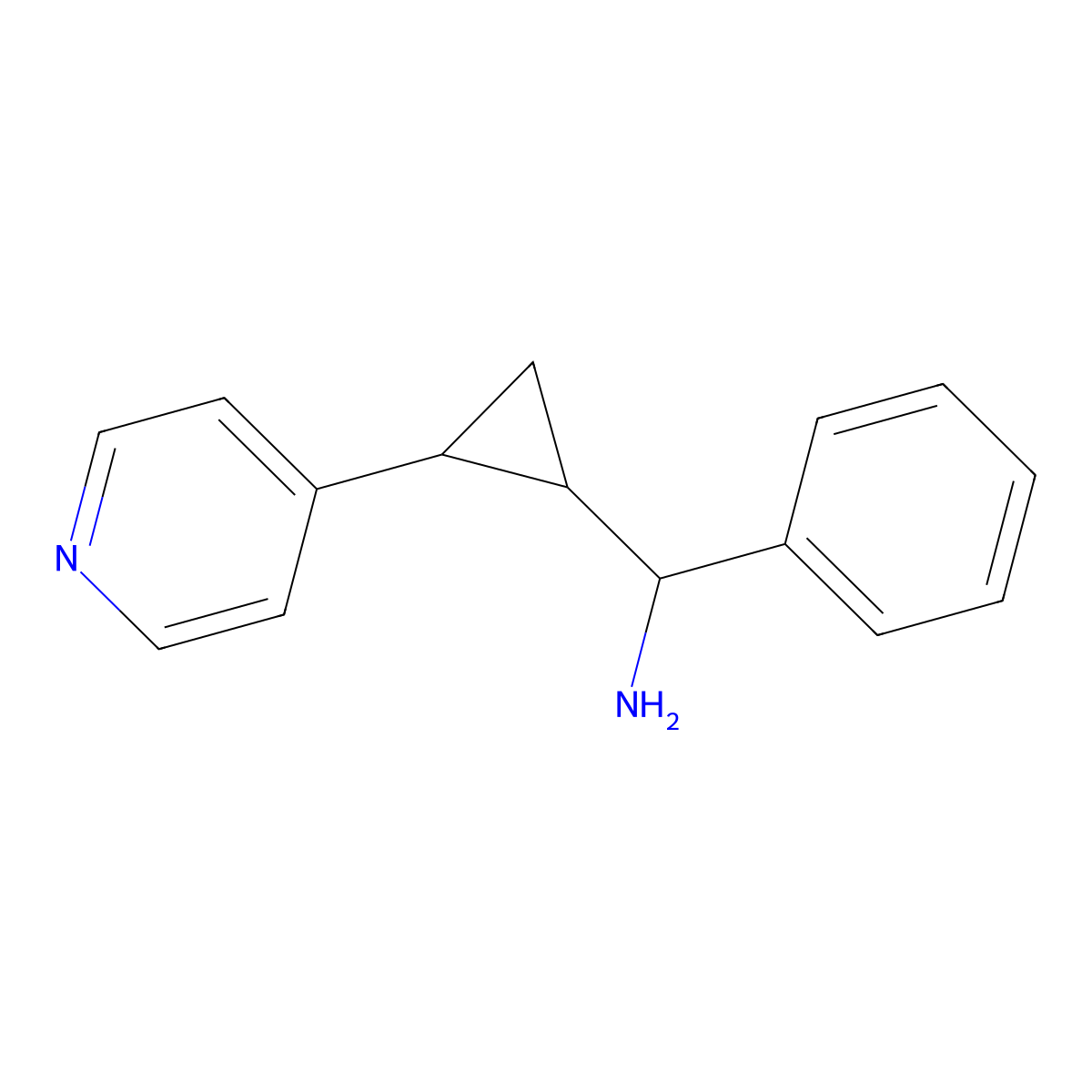 1-Phenyl-1-[2-(pyridin-4-yl)cyclopropyl]methanamine molecular structure, CAS 2241130-37-8