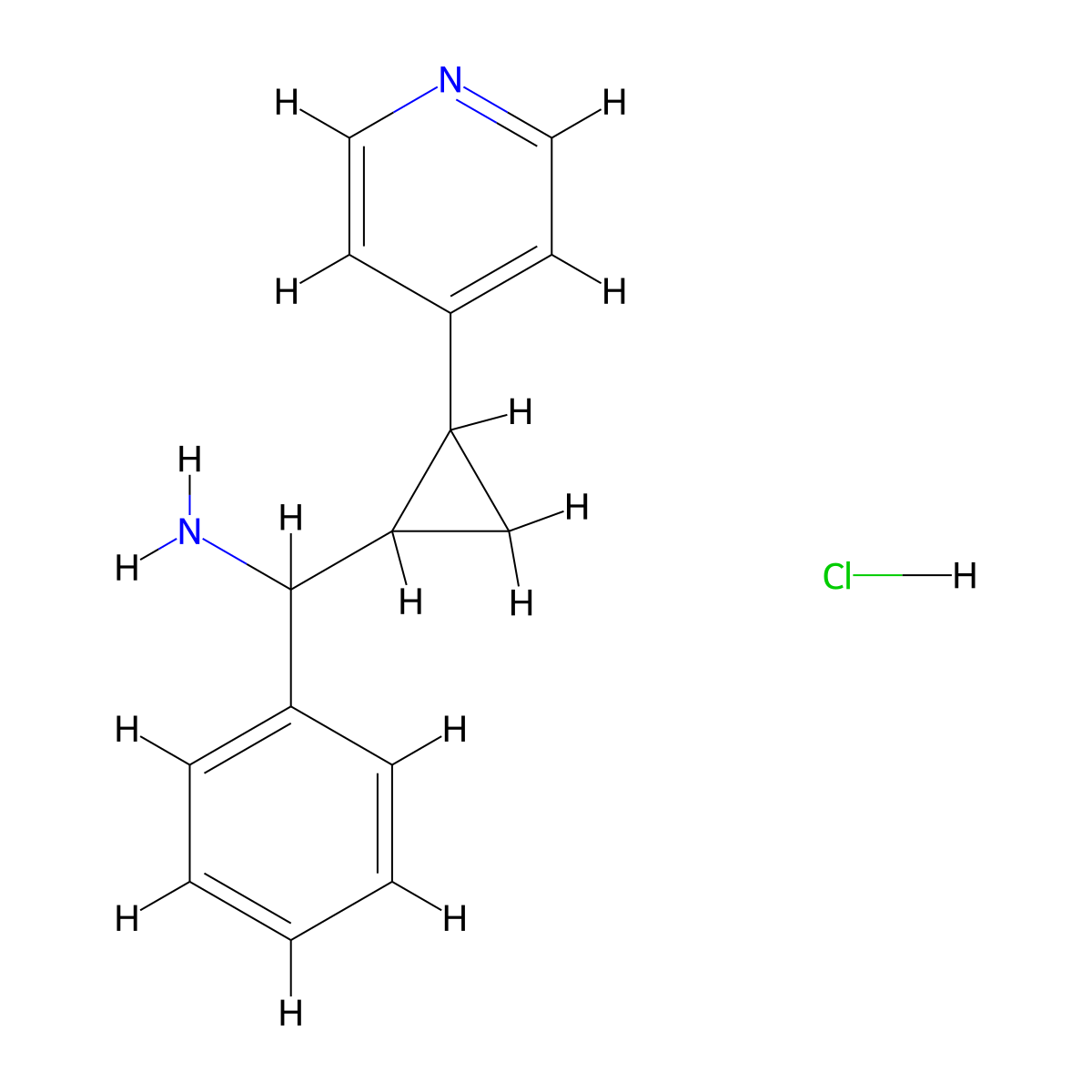 Phenyl[2-(pyridin-4-yl)cyclopropyl]methanamine hydrochloride molecular structure, CAS 2241130-38-9