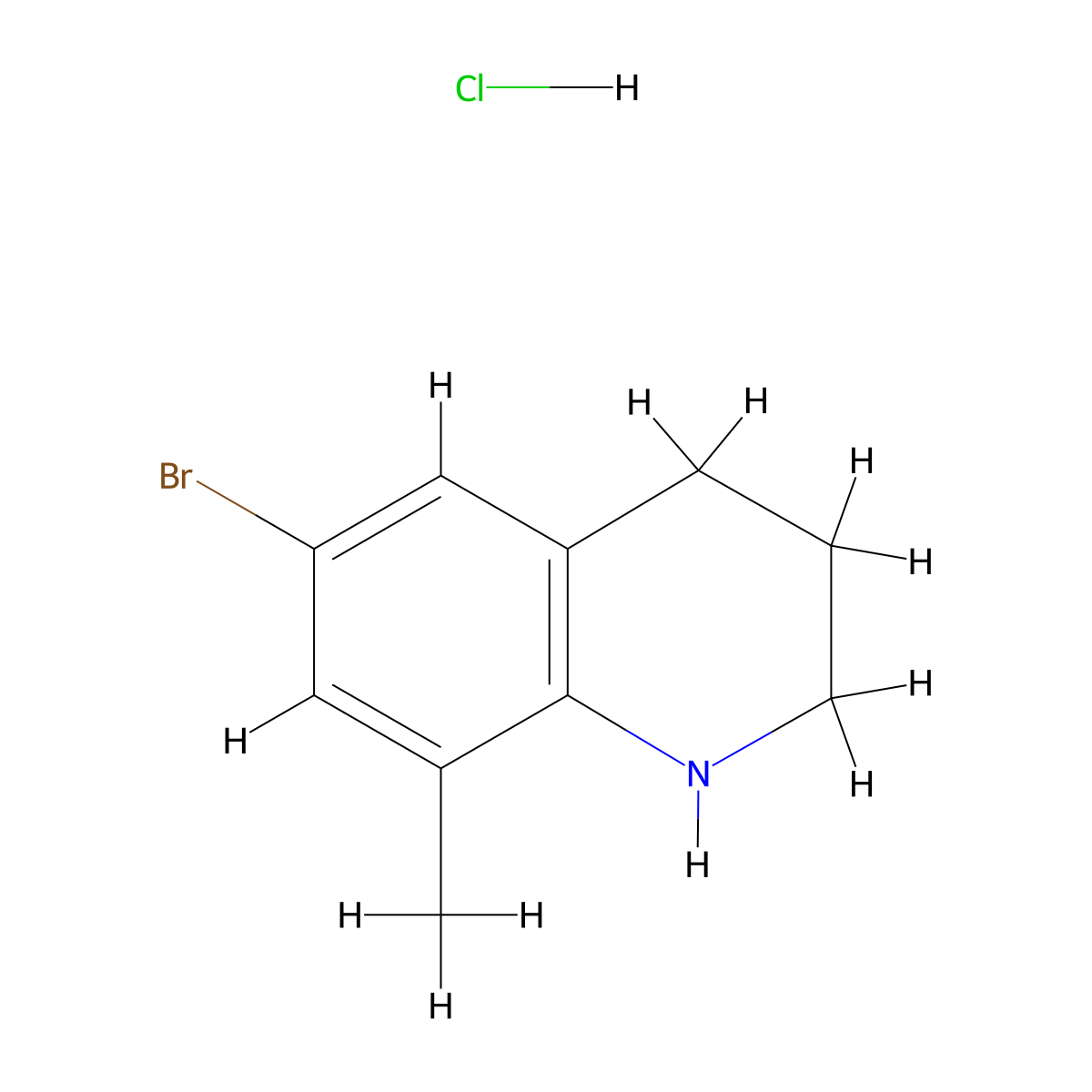 6-Bromo-8-methyl-1,2,3,4-tetrahydroquinoline hydrochloride molecular structure, CAS 2241130-39-0