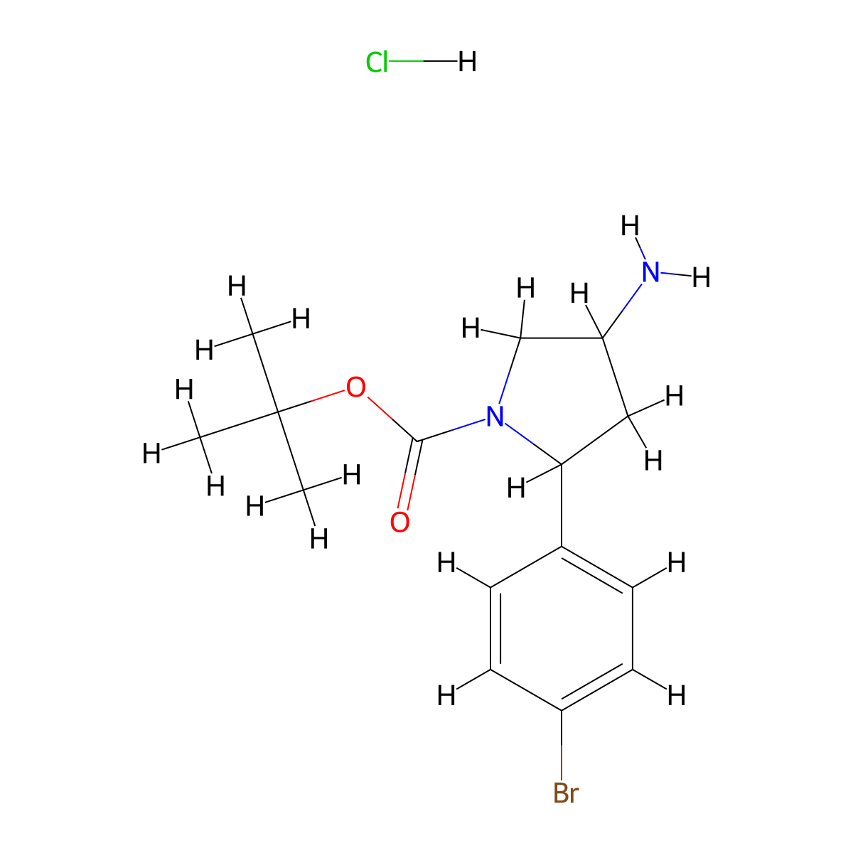 Tert-butyl4-amino-2-(4-bromophenyl)pyrrolidine-1-carboxylatehydrochloride molecular structure, CAS 2241130-41-4