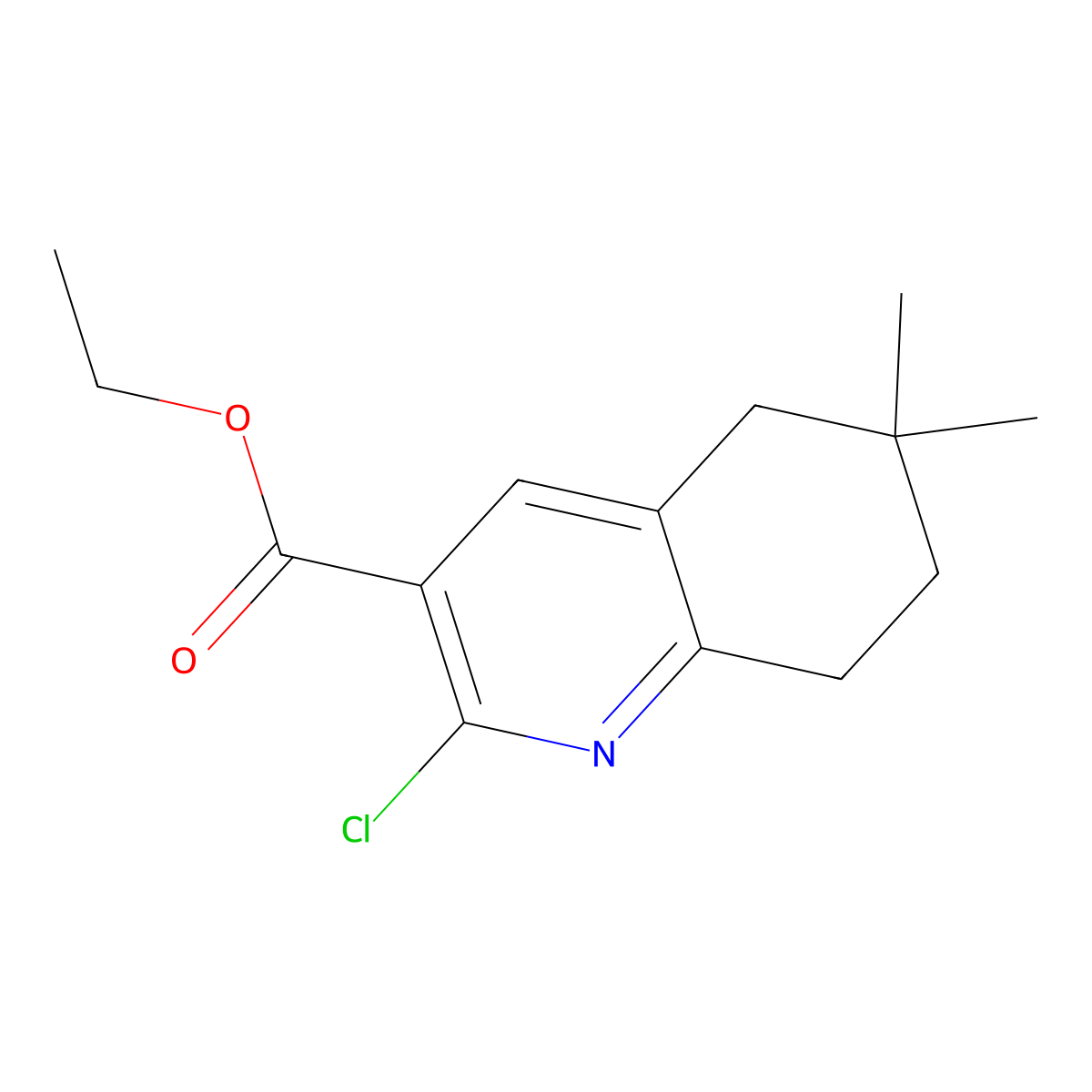 Ethyl 2-chloro-6,6-dimethyl-5,6,7,8-tetrahydroquinoline-3-carboxylate molecular structure, CAS 2241130-47-0