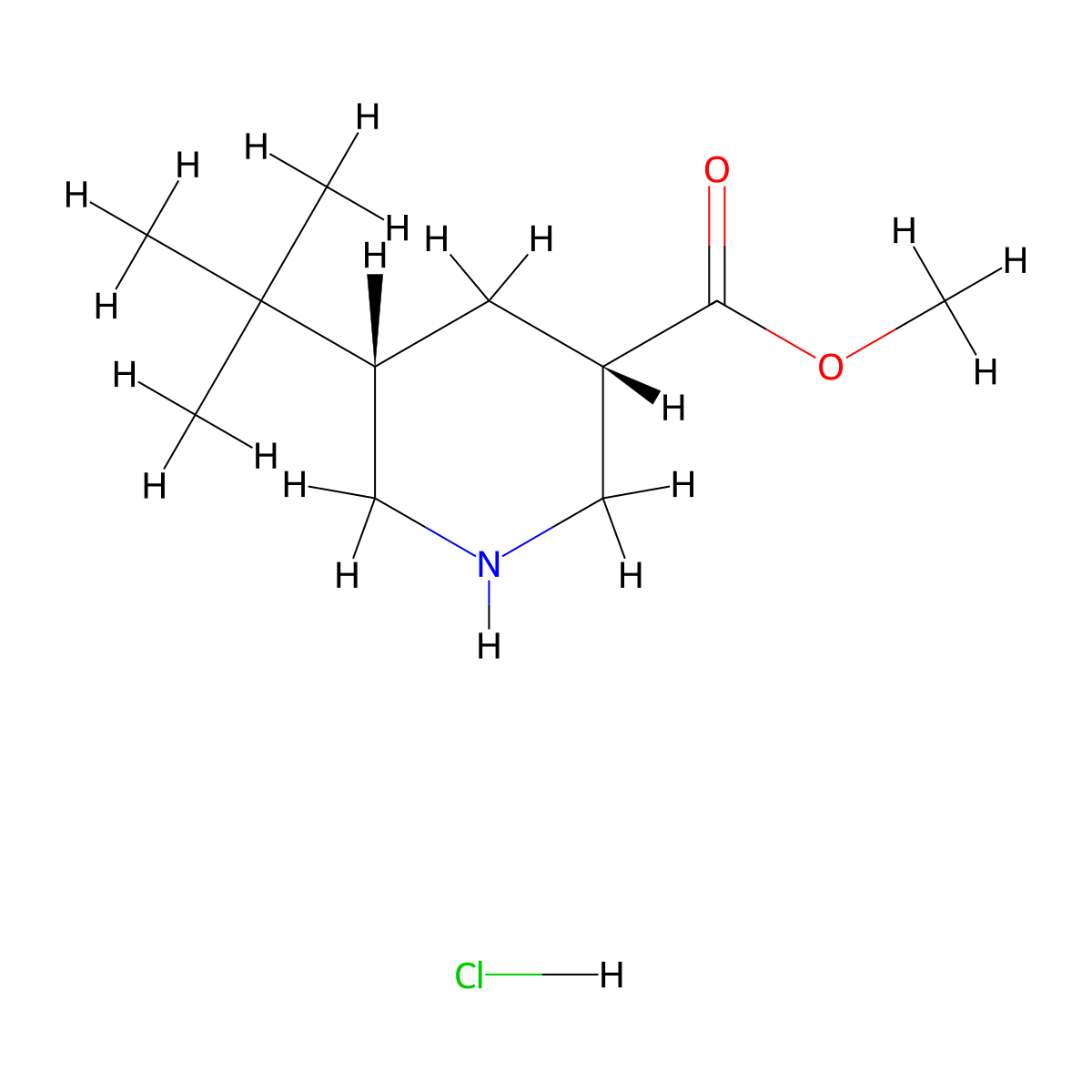 rac-methyl (3R,5R)-5-tert-butylpiperidine-3-carboxylate hydrochloride molecular structure, CAS 2241130-54-9