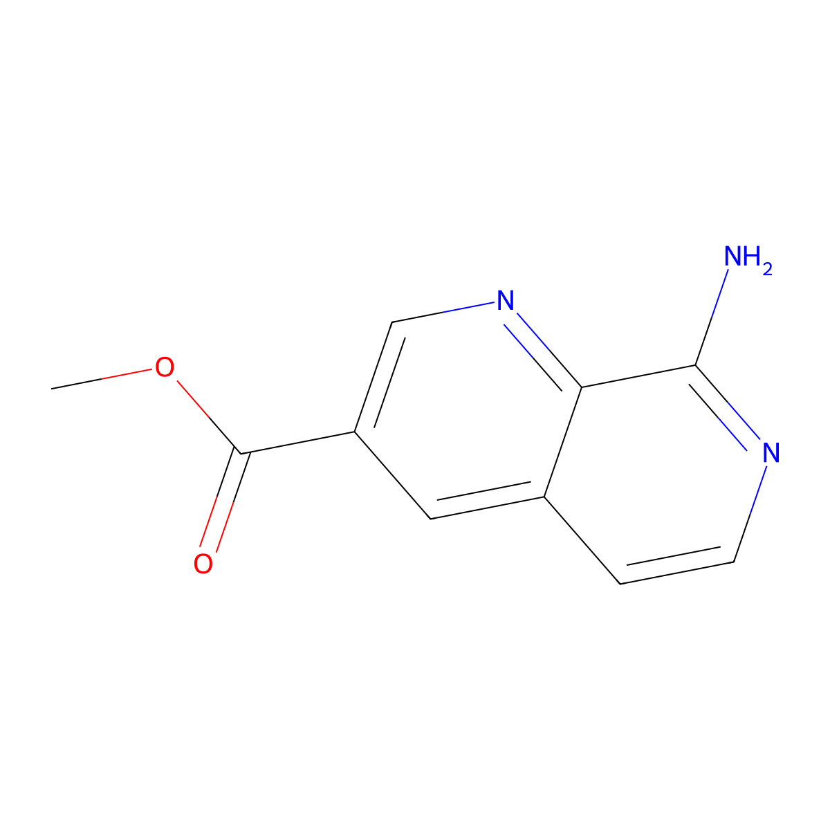 Methyl 8-amino-1,7-naphthyridine-3-carboxylate molecular structure, CAS 2241130-57-2